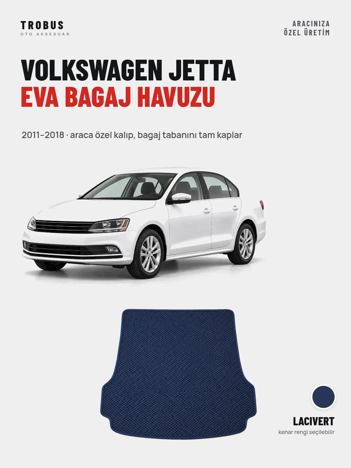 Volkswagen Jetta EVA Bagaj Havuzu (2011–2018) Lacivert – Araca Özel Kalıp (1)