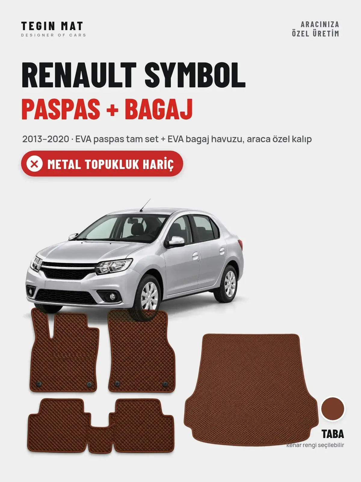 Renault Symbol EVA Paspas + Bagaj Havuzu Seti (2013–2020) Taba – Metal Topukluk Hariç (1)