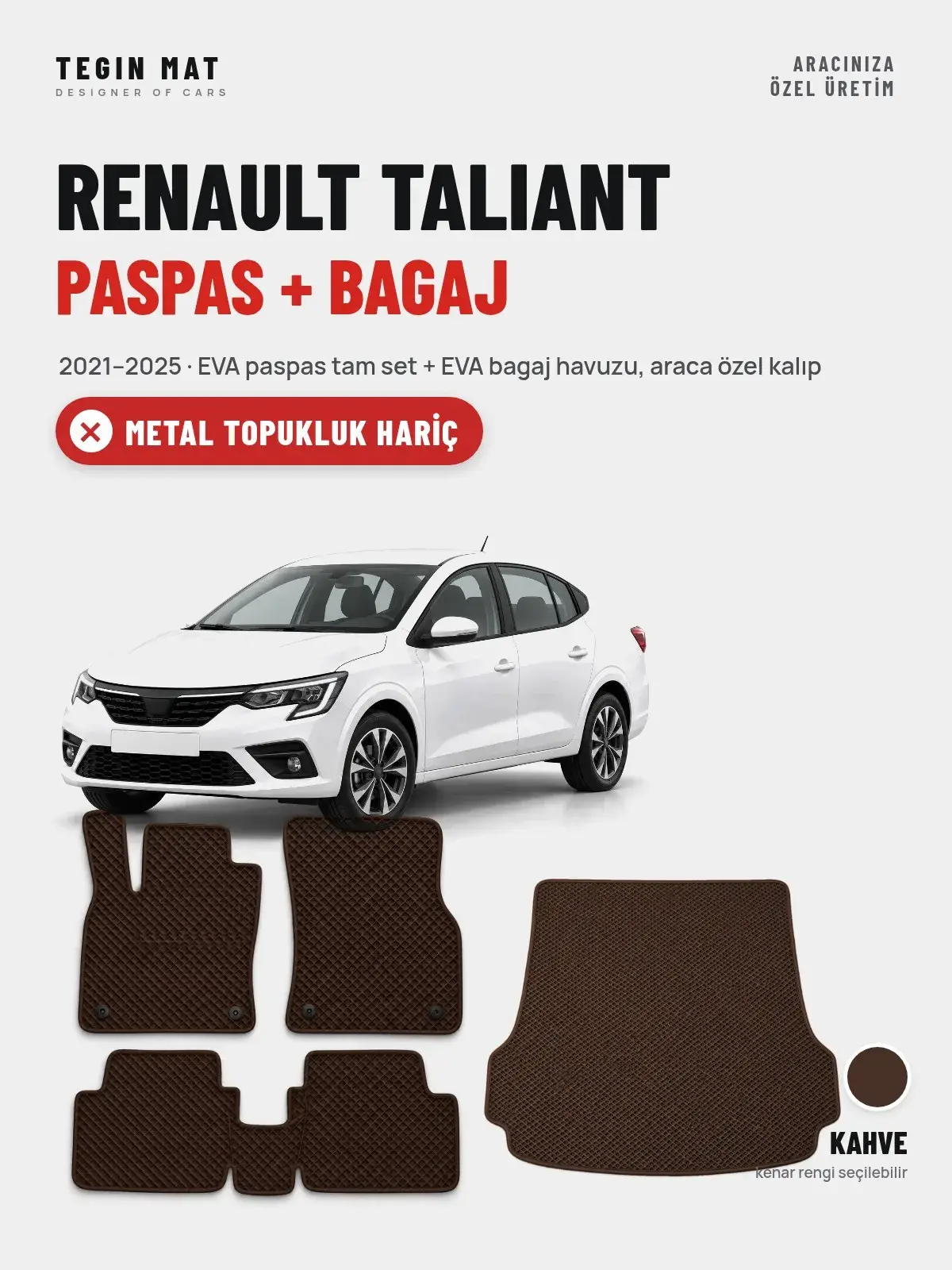 Renault Taliant EVA Paspas + Bagaj Havuzu Seti (2021–2025) Kahve – Metal Topukluk Hariç (1)
