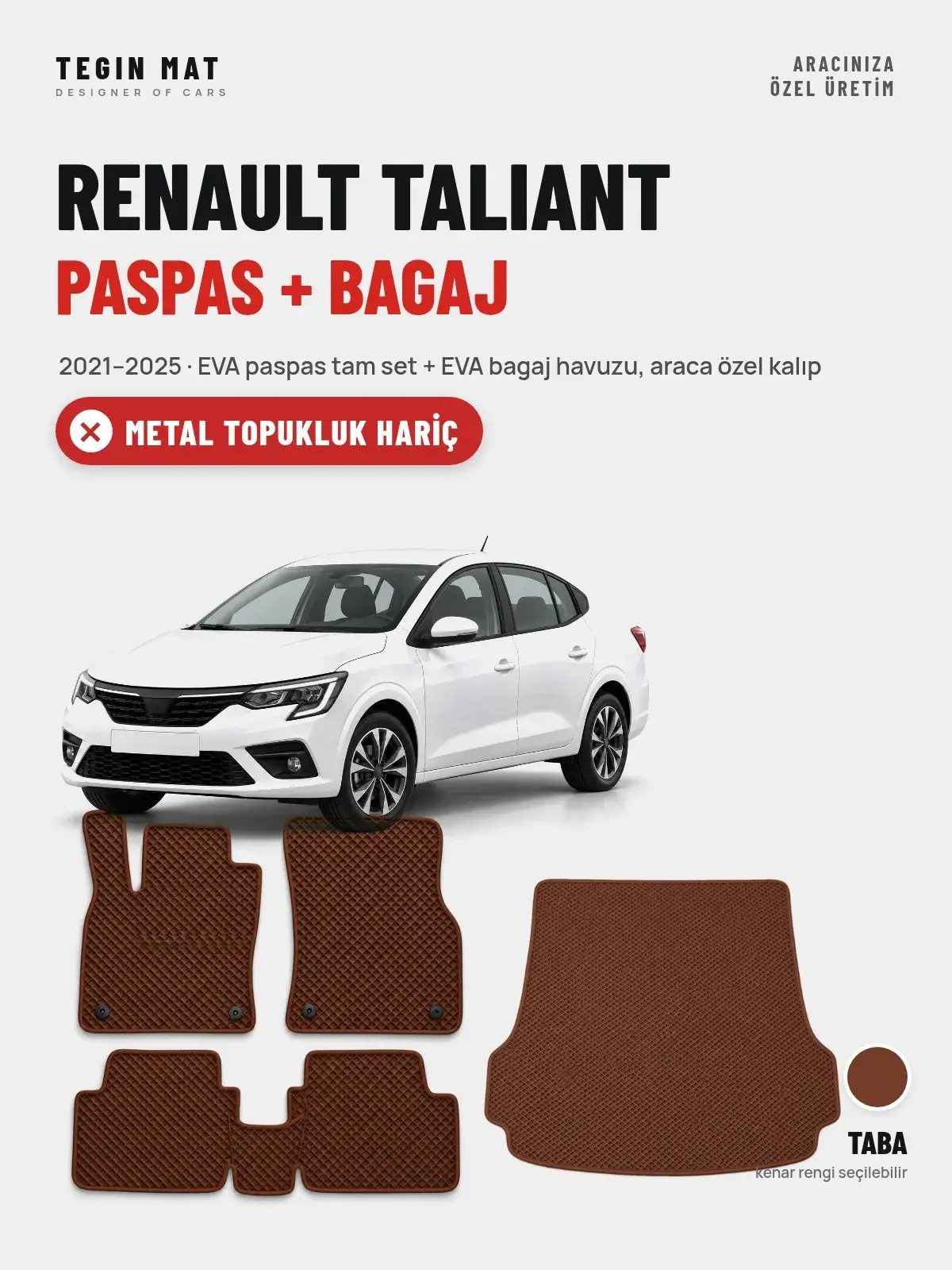 Renault Taliant EVA Paspas + Bagaj Havuzu Seti (2021–2025) Taba – Metal Topukluk Hariç (1)