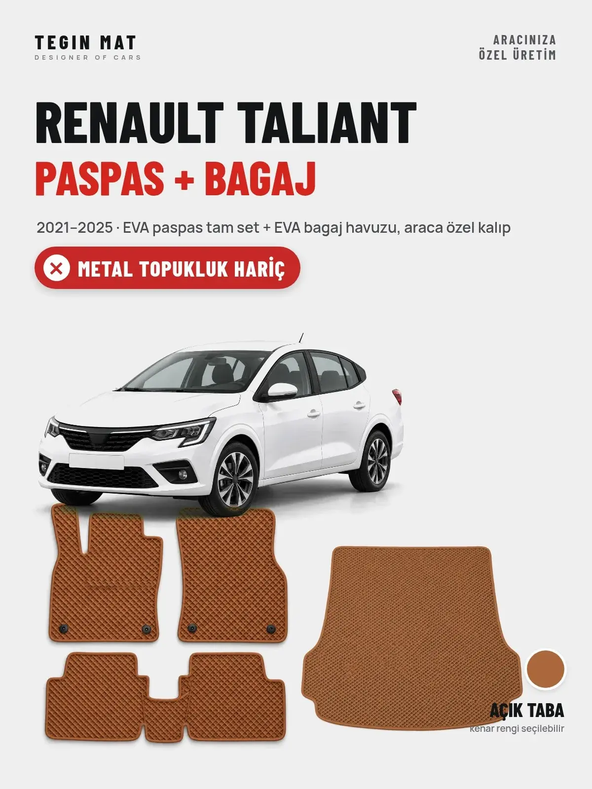 Renault Taliant EVA Paspas + Bagaj Havuzu Seti (2021–2025) Açık Taba – Metal Topukluk Hariç (1)