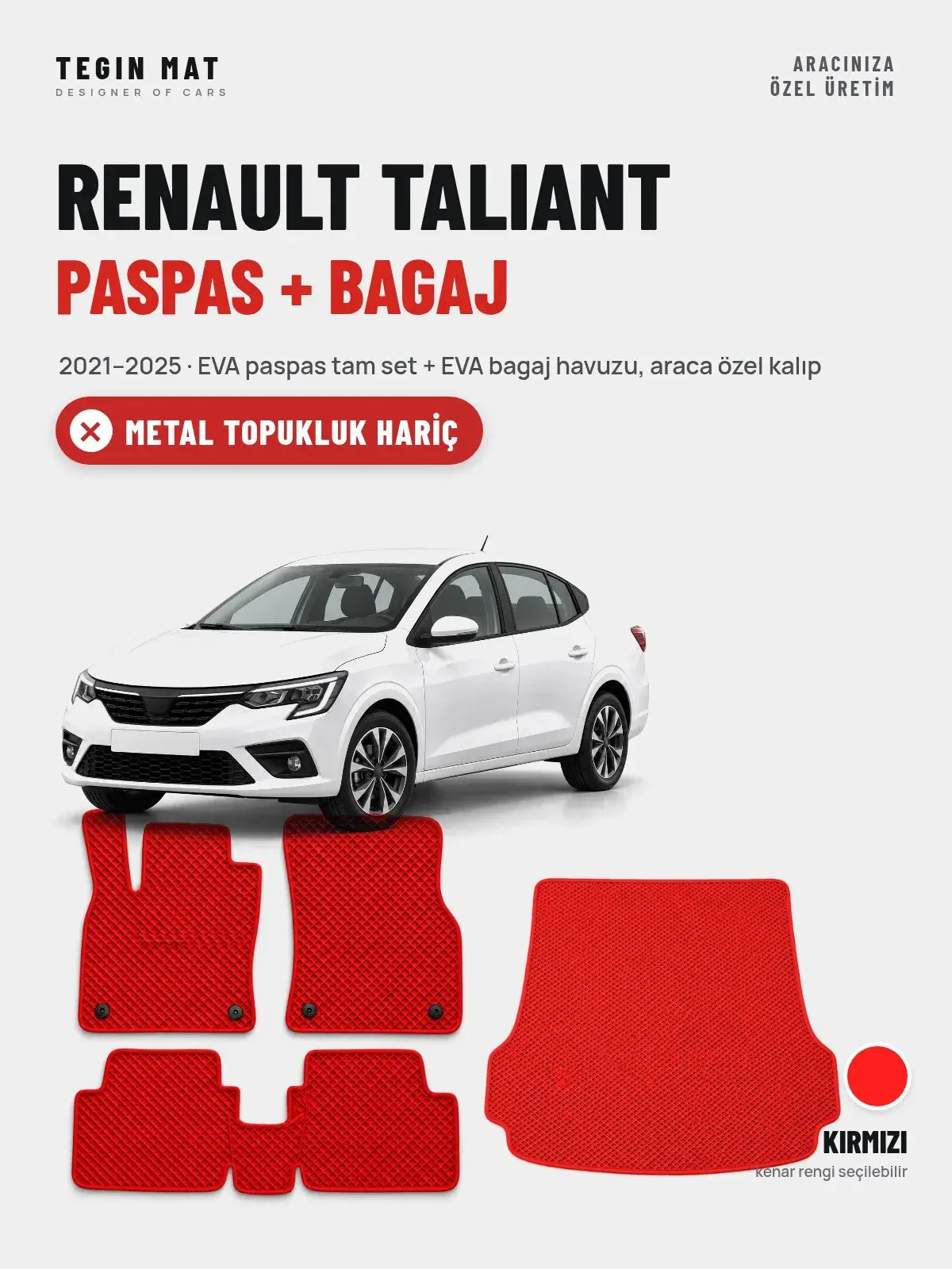 Renault Taliant EVA Paspas + Bagaj Havuzu Seti (2021–2025) Kırmızı – Metal Topukluk Hariç (1)