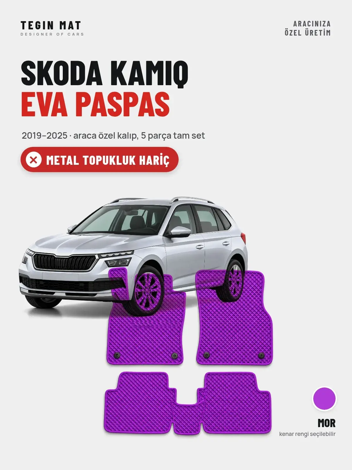 Skoda Kamiq EVA Oto Paspas Tam Set (2019–2025) Mor – Metal Topukluk Hariç (1)