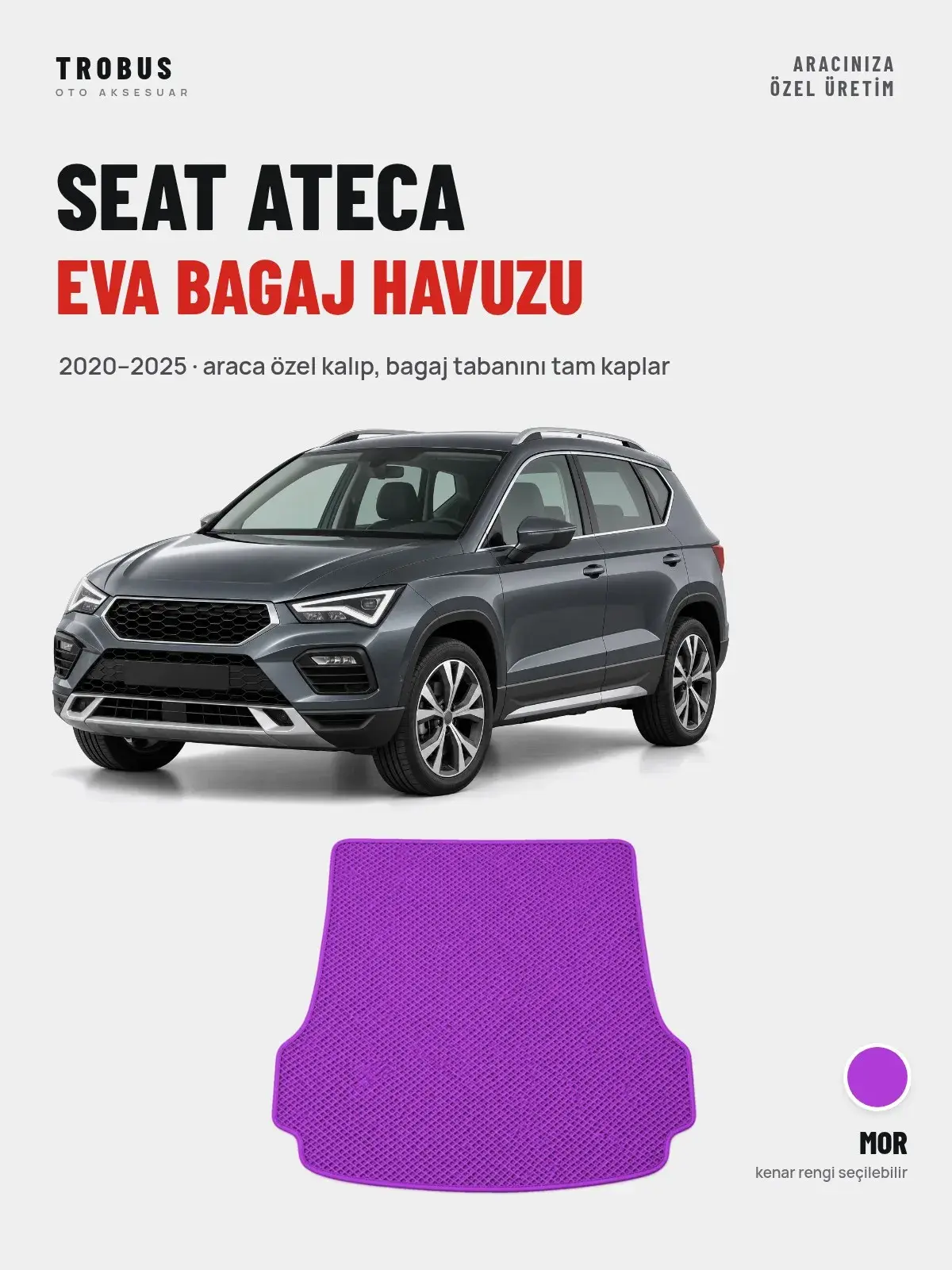 Seat Ateca EVA Bagaj Havuzu (2020–2025) Mor – Araca Özel Kalıp (1)