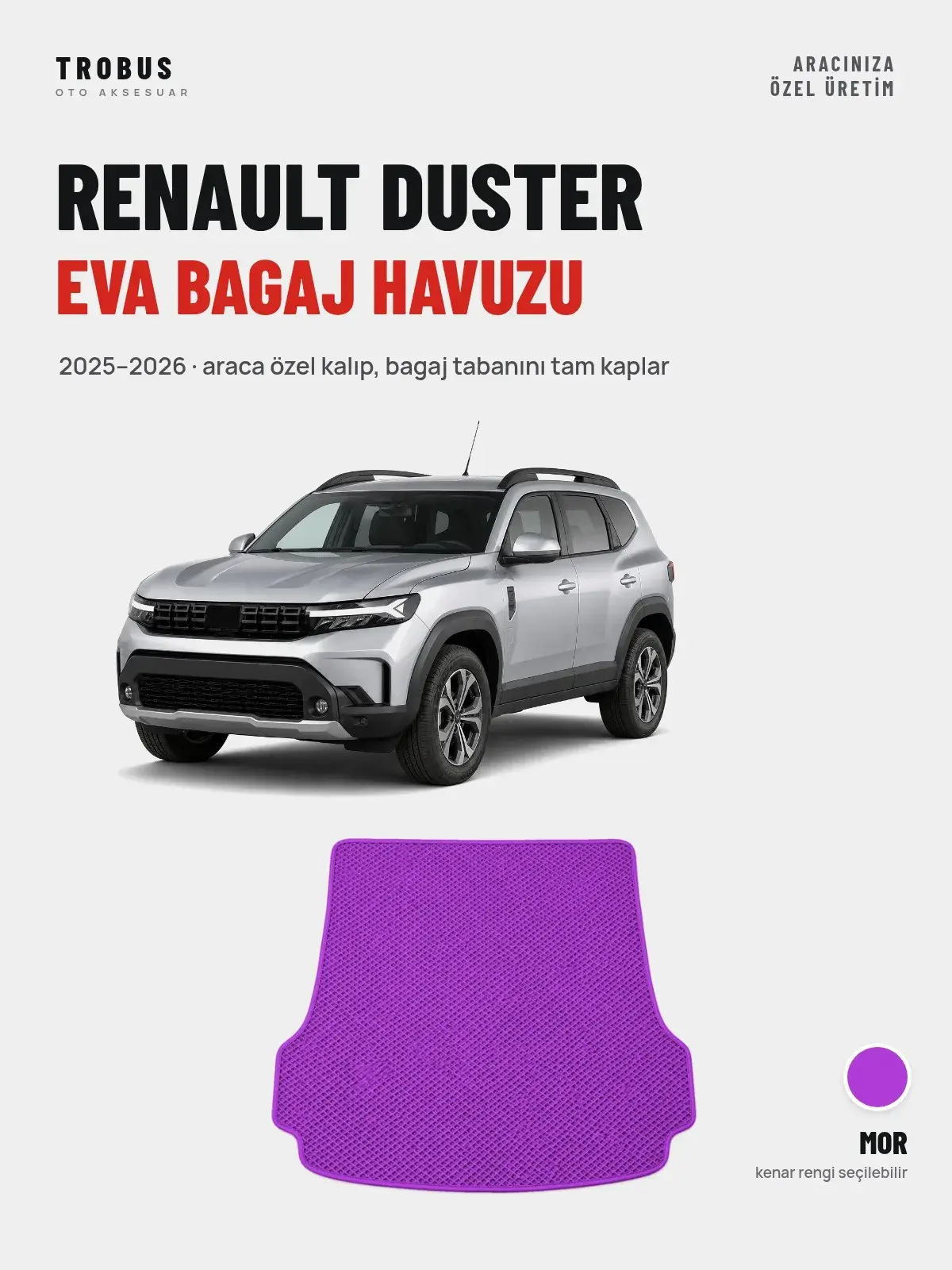 Renault Duster EVA Bagaj Havuzu (2025–2026) Mor – Araca Özel Kalıp (1)