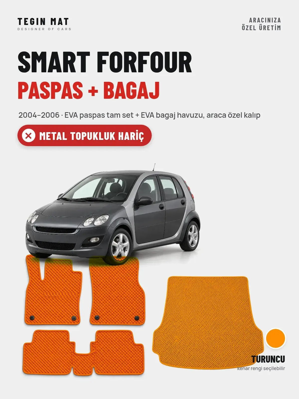 Smart Forfour EVA Paspas + Bagaj Havuzu Seti (2004–2006) Turuncu – Metal Topukluk Hariç (1)