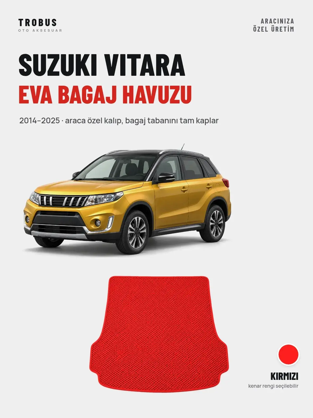 Suzuki Vitara EVA Bagaj Havuzu (2014–2025) Kırmızı – Araca Özel Kalıp (1)