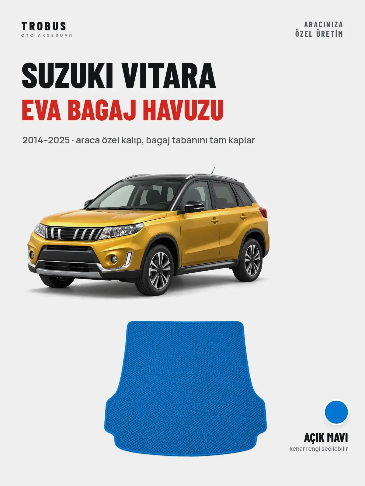 Suzuki Vitara EVA Bagaj Havuzu (2014–2025) Açık Mavi – Araca Özel Kalıp (1)