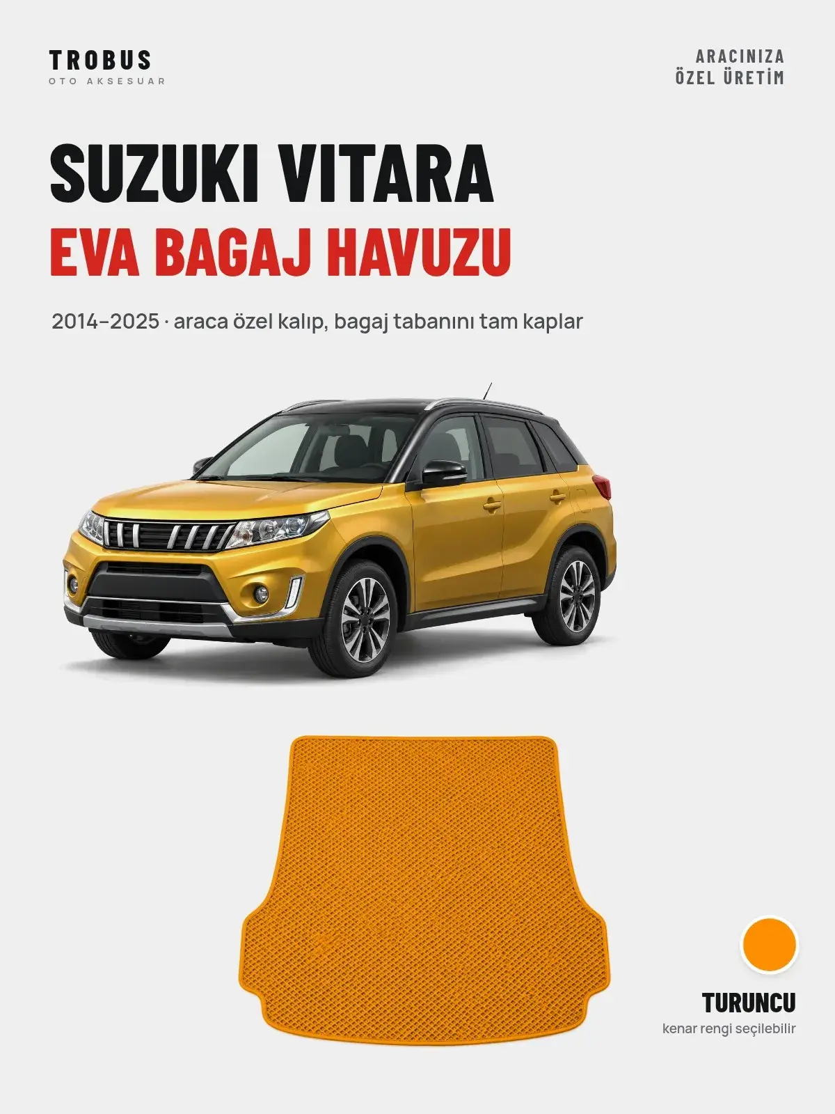Suzuki Vitara EVA Bagaj Havuzu (2014–2025) Turuncu – Araca Özel Kalıp (1)