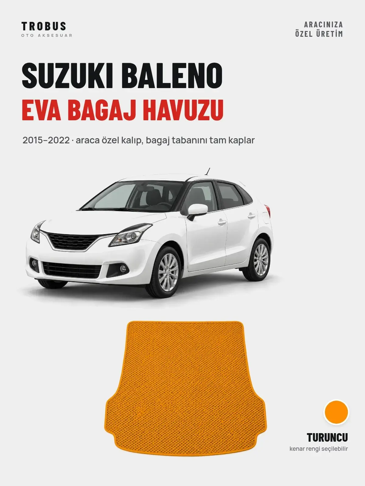 Suzuki Baleno EVA Bagaj Havuzu (2015–2022) Turuncu – Araca Özel Kalıp (1)