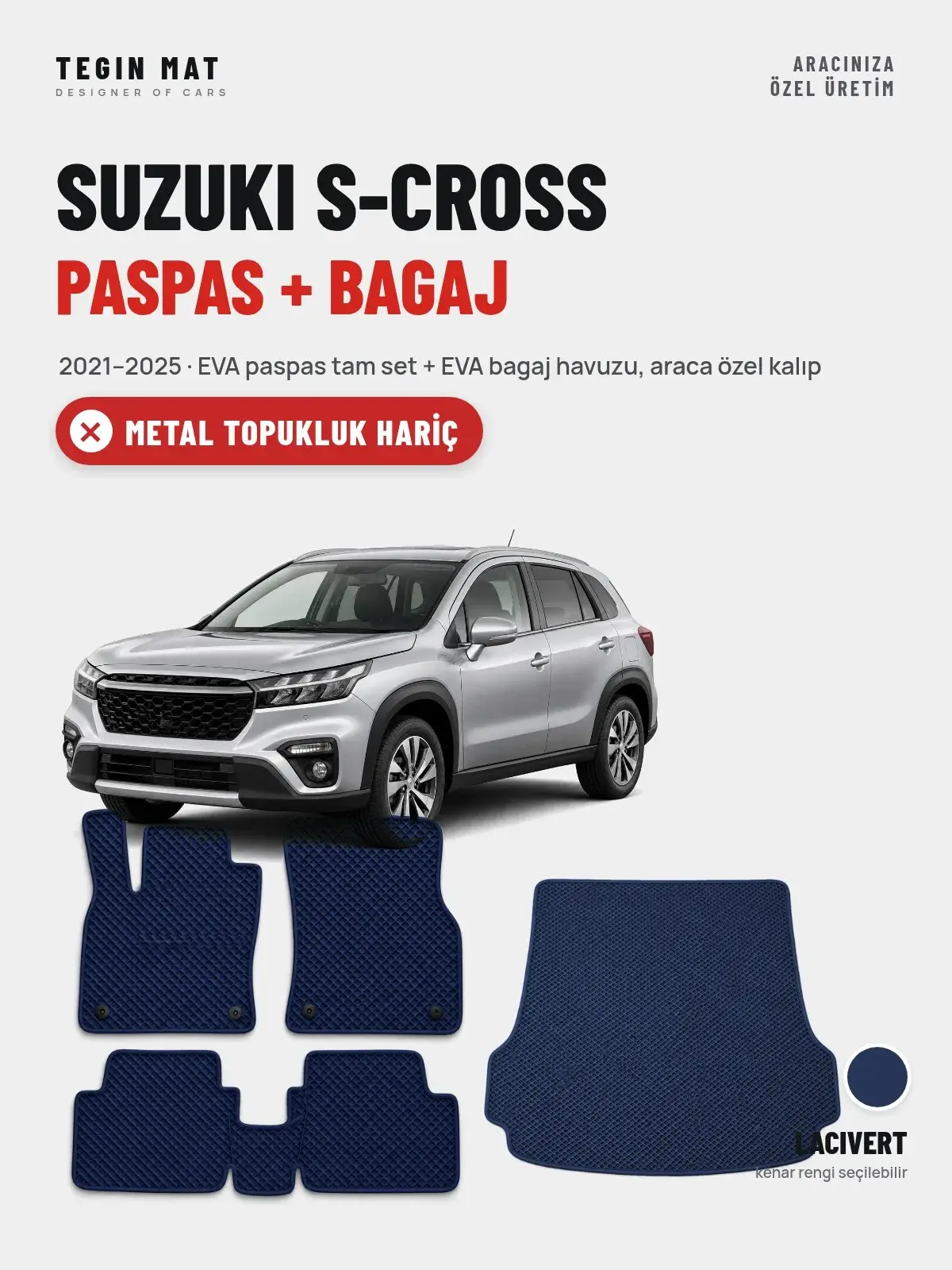 Suzuki S-Cross EVA Paspas + Bagaj Havuzu Seti (2021–2025) Lacivert – Metal Topukluk Hariç (1)