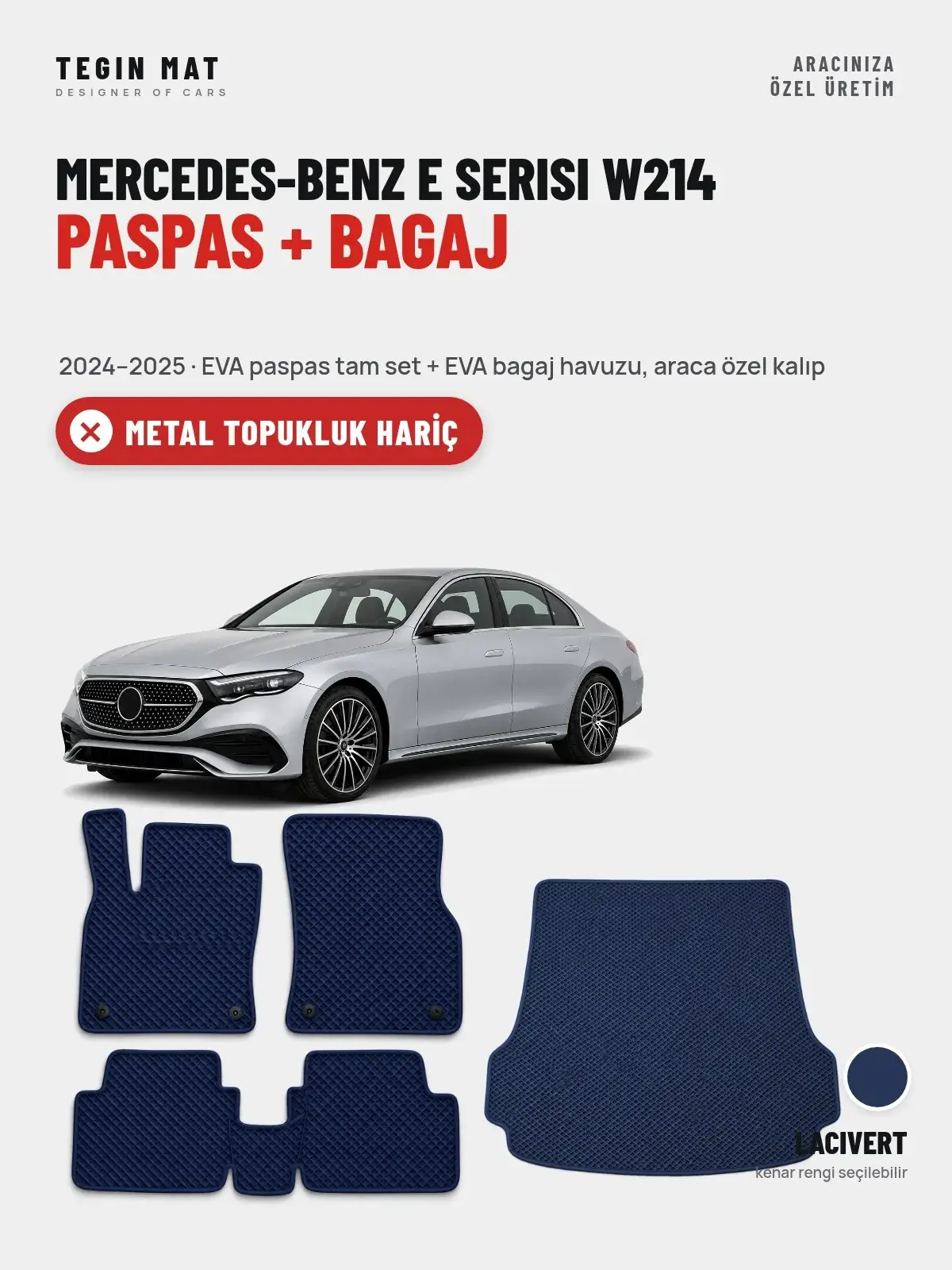 Mercedes-Benz E Serisi W214 EVA Paspas + Bagaj Havuzu Seti (2024–2025) Lacivert – Metal Topukluk Hariç (1)