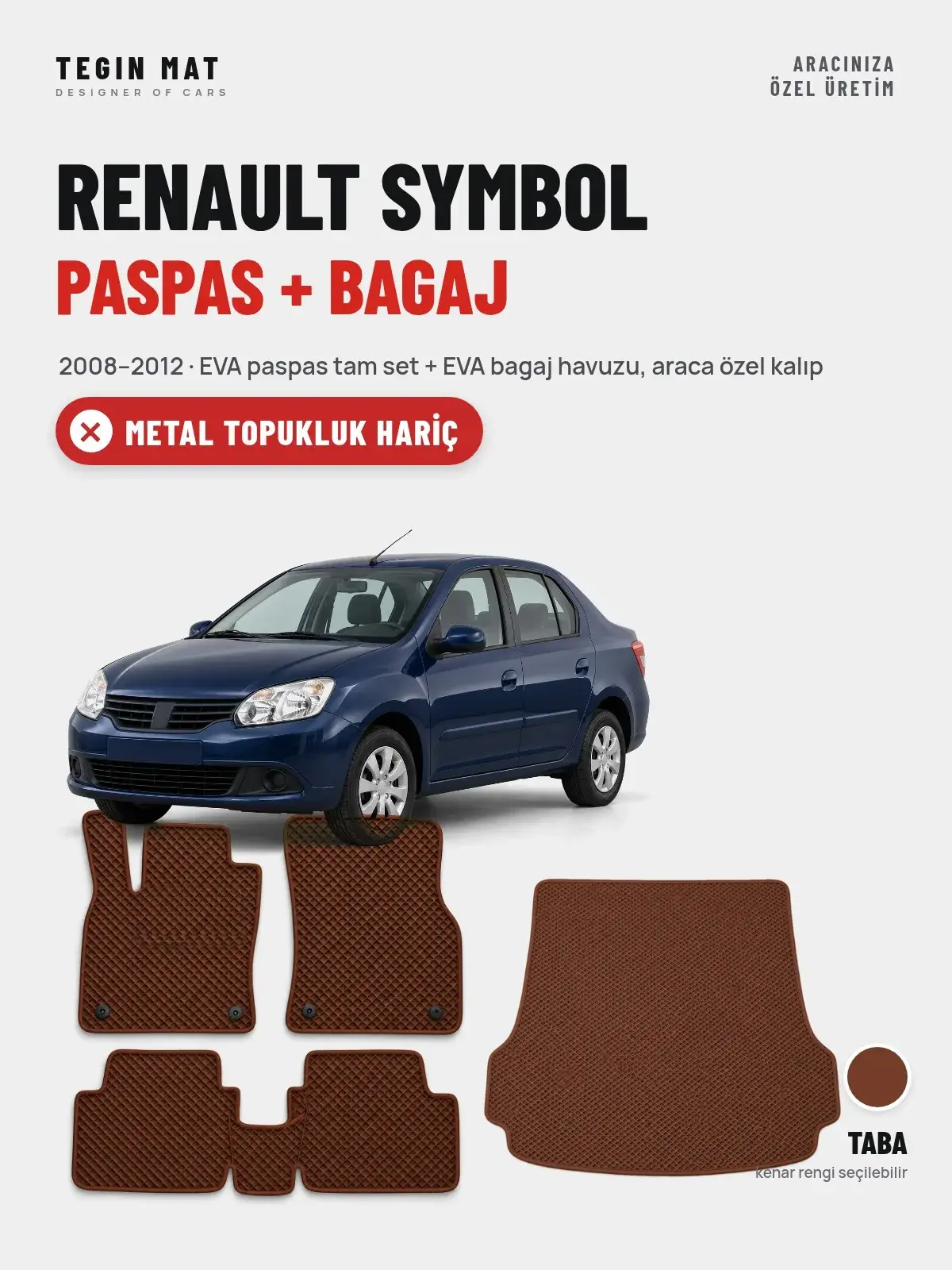 Renault Symbol EVA Paspas + Bagaj Havuzu Seti (2008–2012) Taba – Metal Topukluk Hariç (1)
