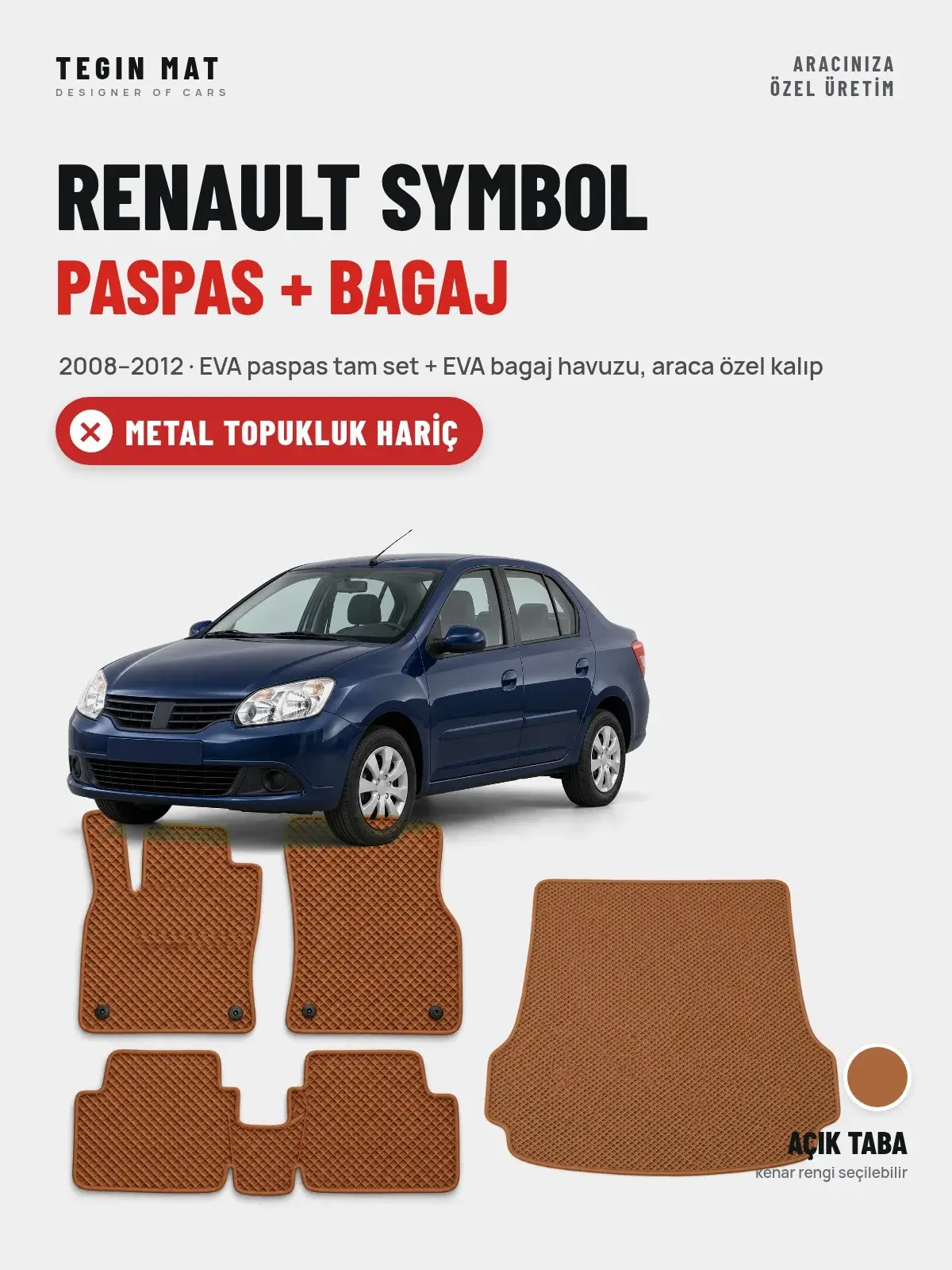Renault Symbol EVA Paspas + Bagaj Havuzu Seti (2008–2012) Açık Taba – Metal Topukluk Hariç (1)