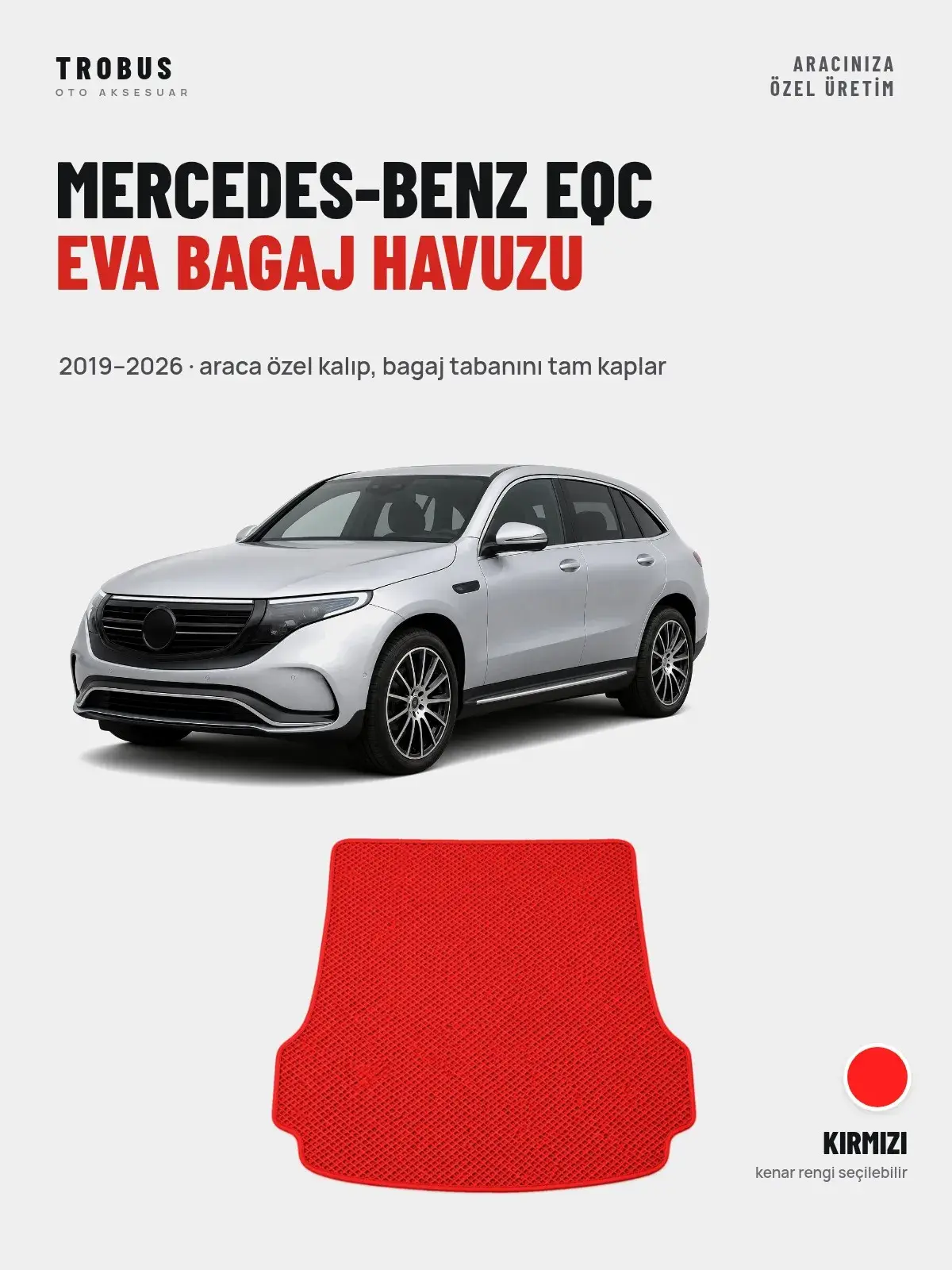 Mercedes-Benz EQC EVA Bagaj Havuzu (2019–2026) Kırmızı – Araca Özel Kalıp (1)