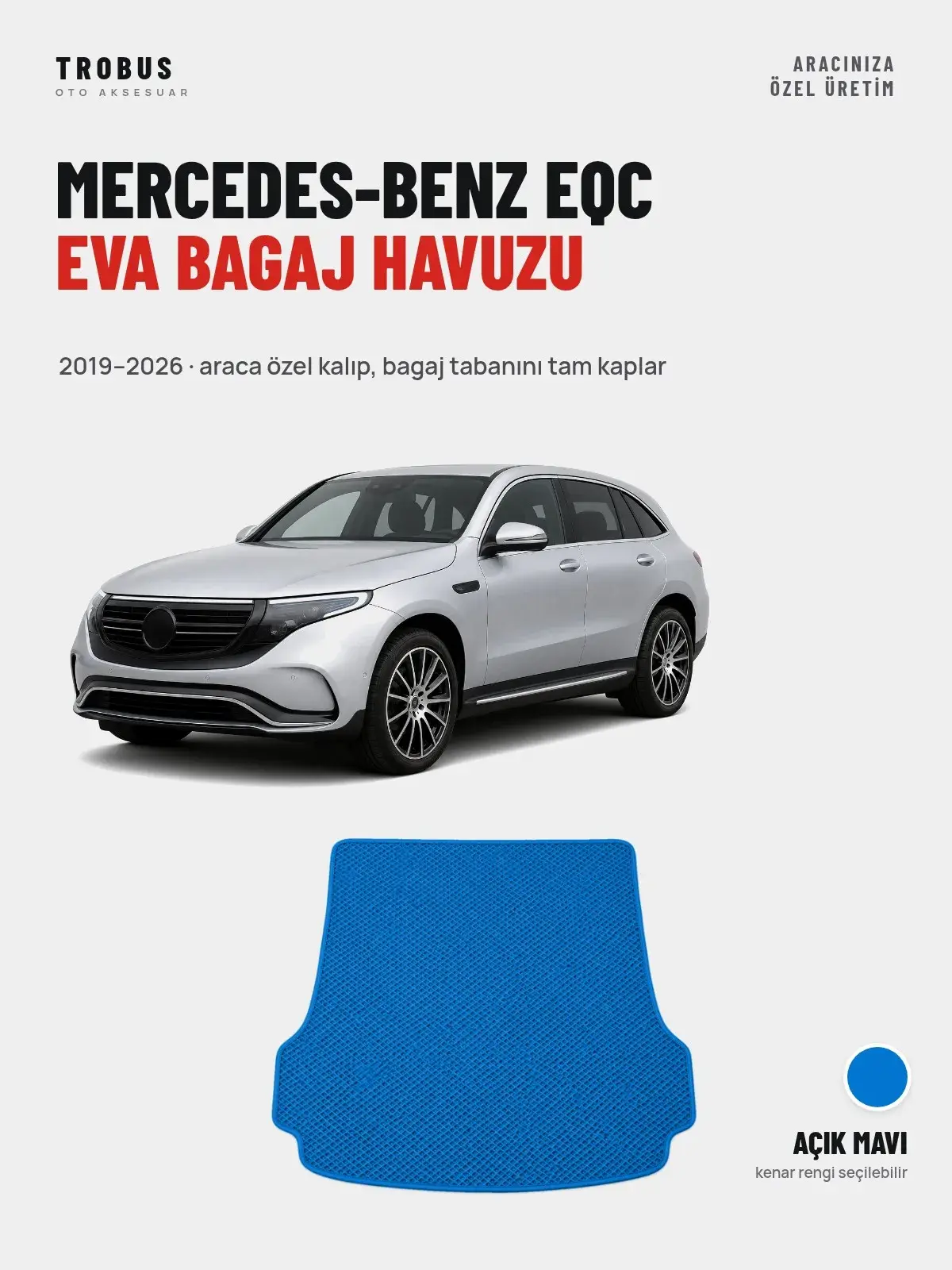 Mercedes-Benz EQC EVA Bagaj Havuzu (2019–2026) Açık Mavi – Araca Özel Kalıp (1)