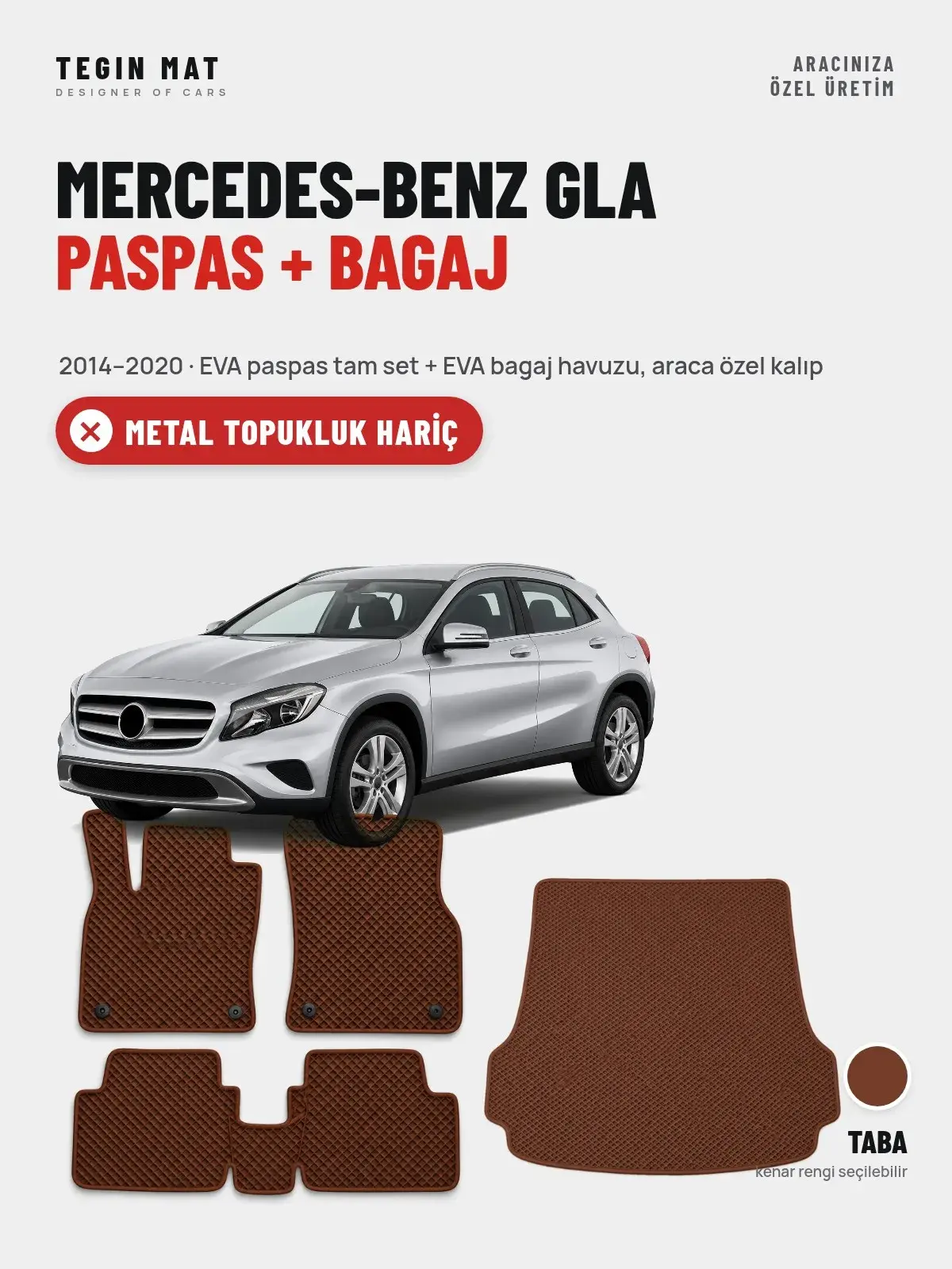 Mercedes-Benz GLA EVA Paspas + Bagaj Havuzu Seti (2014–2020) Taba – Metal Topukluk Hariç (1)