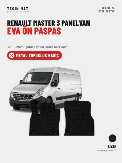 Renault Master 3 Panelvan EVA Ön Paspas (2010–2025) Siyah – Metal Topukluk Hariç