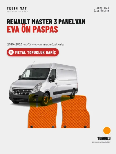 Renault Master 3 Panelvan EVA Ön Paspas (2010–2025) Turuncu – Metal Topukluk Hariç