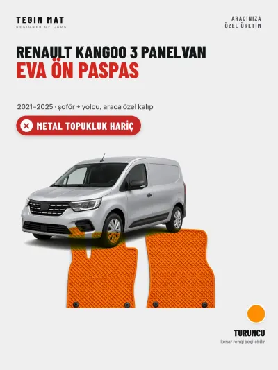 Renault Kangoo 3 Panelvan EVA Ön Paspas (2021–2025) Turuncu – Metal Topukluk Hariç