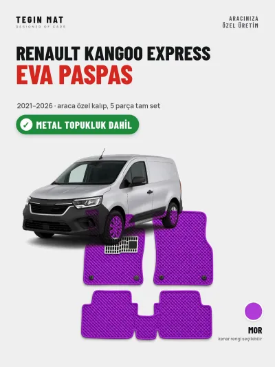 Renault Kangoo Express EVA Oto Paspas Tam Set (2021–2026) Mor – Metal Topukluk Dahil