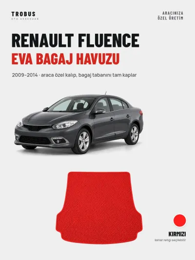 Renault Fluence EVA Bagaj Havuzu (2009–2014) Kırmızı – Araca Özel Kalıp