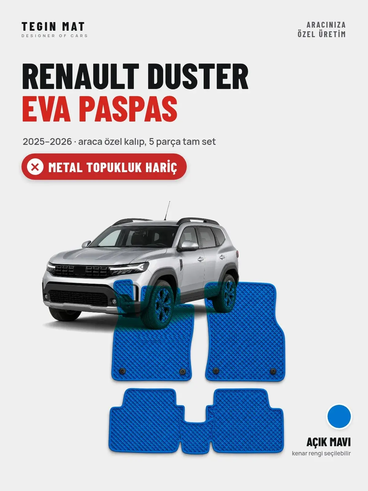 Renault Duster EVA Oto Paspas Tam Set (2025–2026) Açık Mavi – Metal Topukluk Hariç (1)