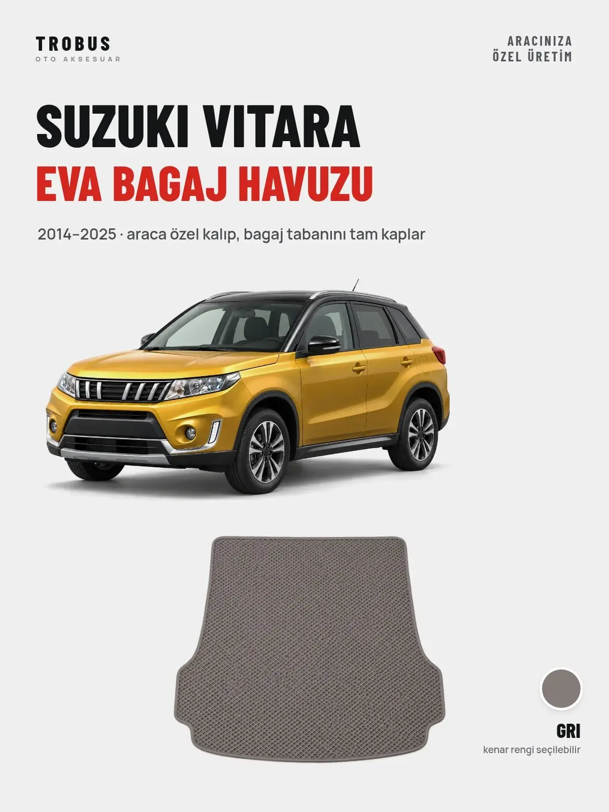 Suzuki Vitara EVA Bagaj Havuzu (2014–2025) Gri – Araca Özel Kalıp (1)