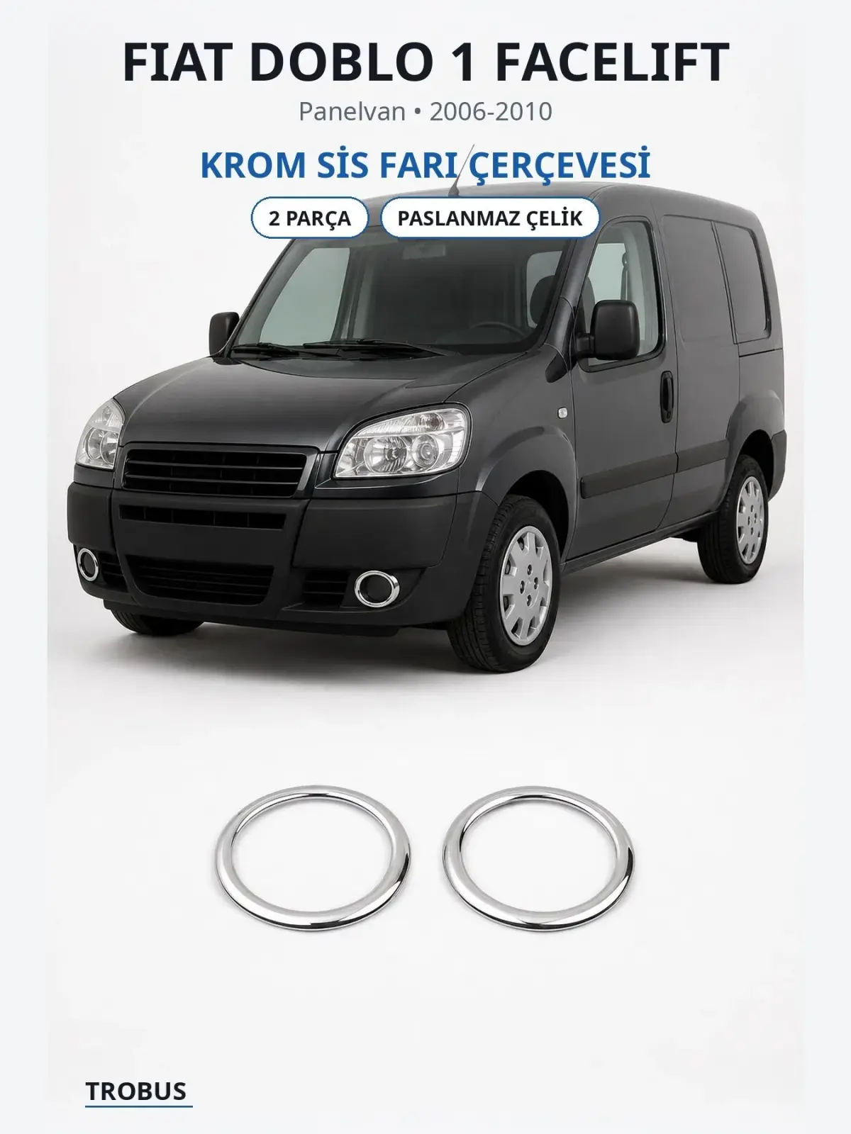 Fiat Doblo 1 Facelift krom sis farı çerçevesi 1