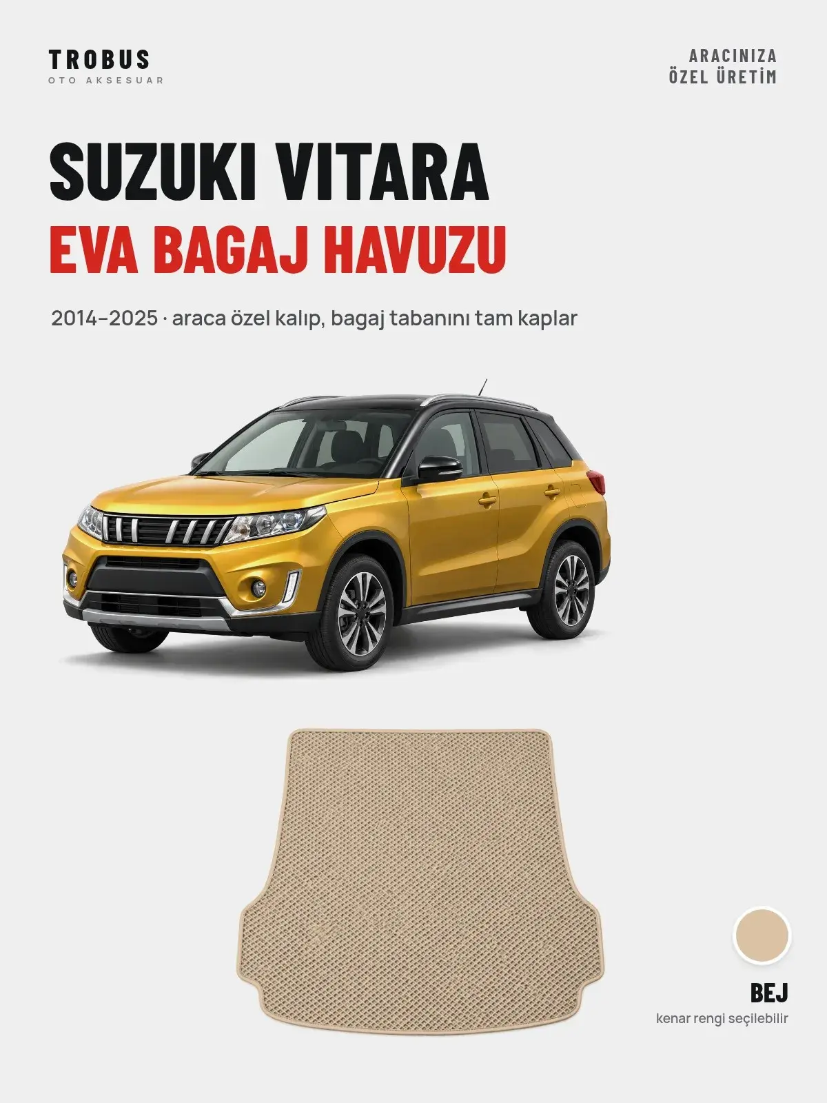 Suzuki Vitara EVA Bagaj Havuzu (2014–2025) Bej – Araca Özel Kalıp (1)