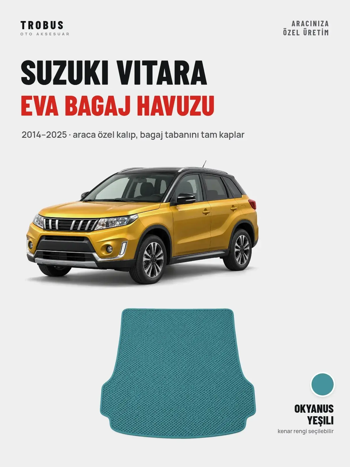 Suzuki Vitara EVA Bagaj Havuzu (2014–2025) Okyanus Yeşili – Araca Özel Kalıp (1)