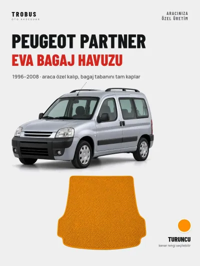 Peugeot Partner EVA Bagaj Havuzu (1996–2008) Turuncu – Araca Özel Kalıp