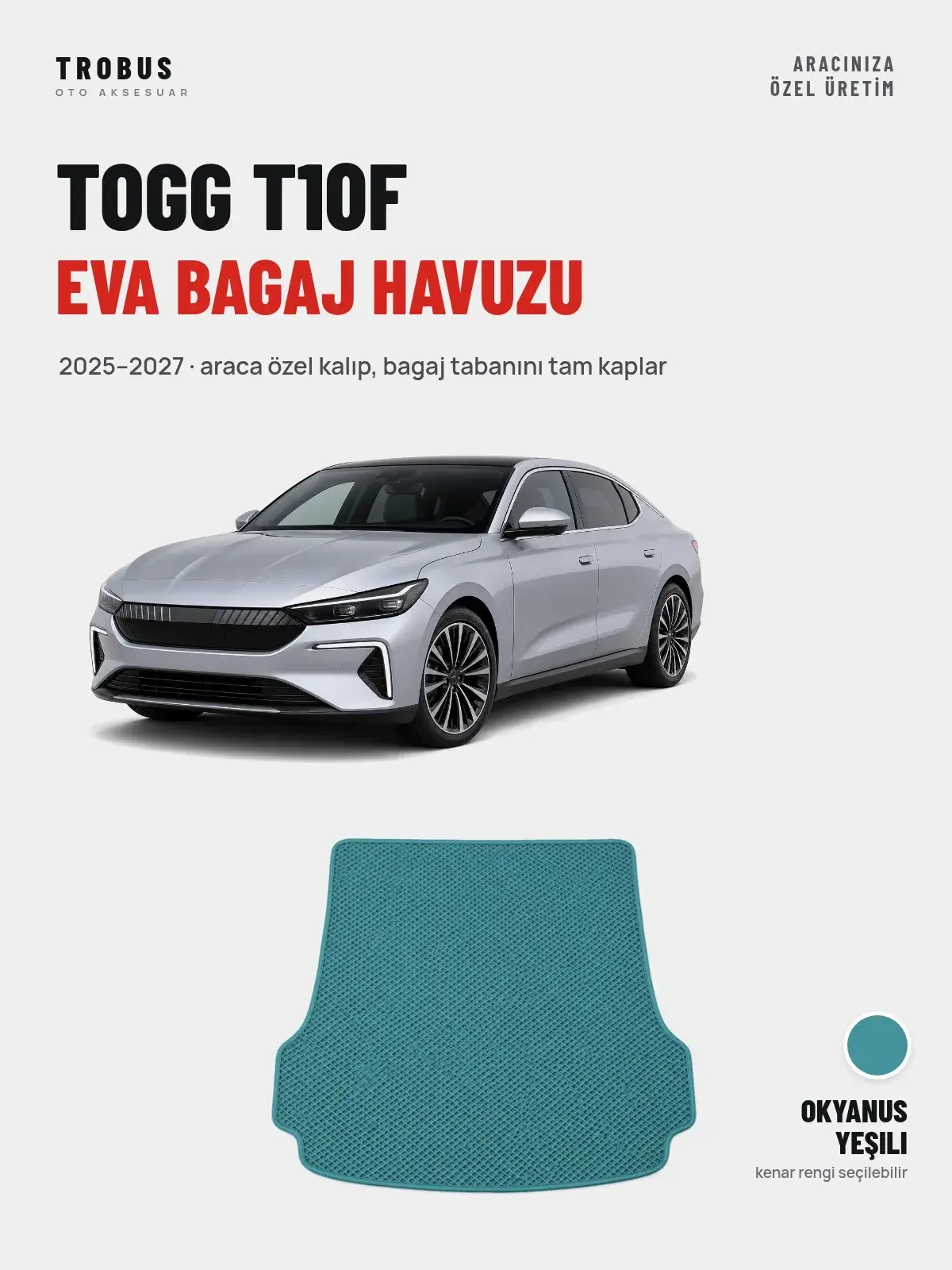 Togg T10F EVA Bagaj Havuzu (2025–2027) Okyanus Yeşili – Araca Özel Kalıp (1)