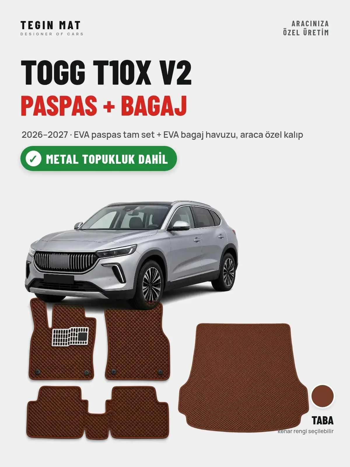 Togg T10X V2 EVA Paspas + Bagaj Havuzu Seti (2026–2027) Taba – Metal Topukluk Dahil (1)