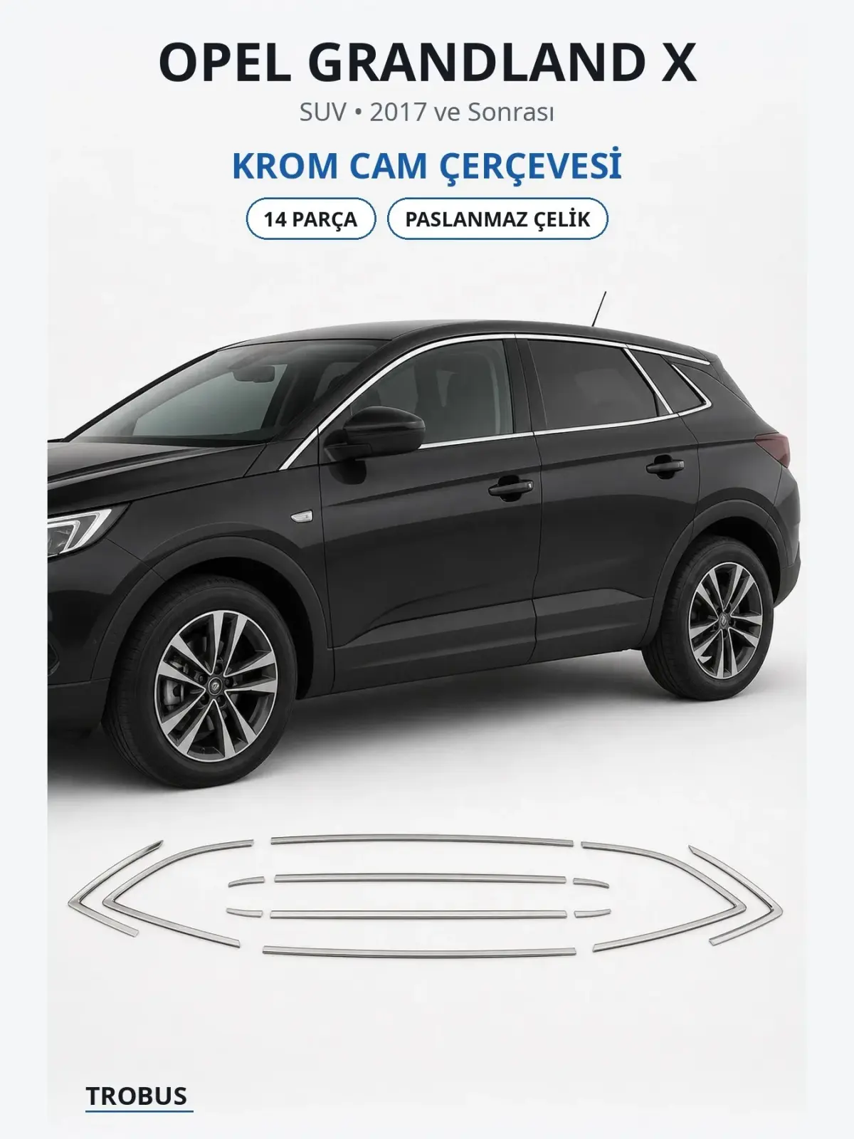 Opel Grandland X krom cam çerçevesi 1