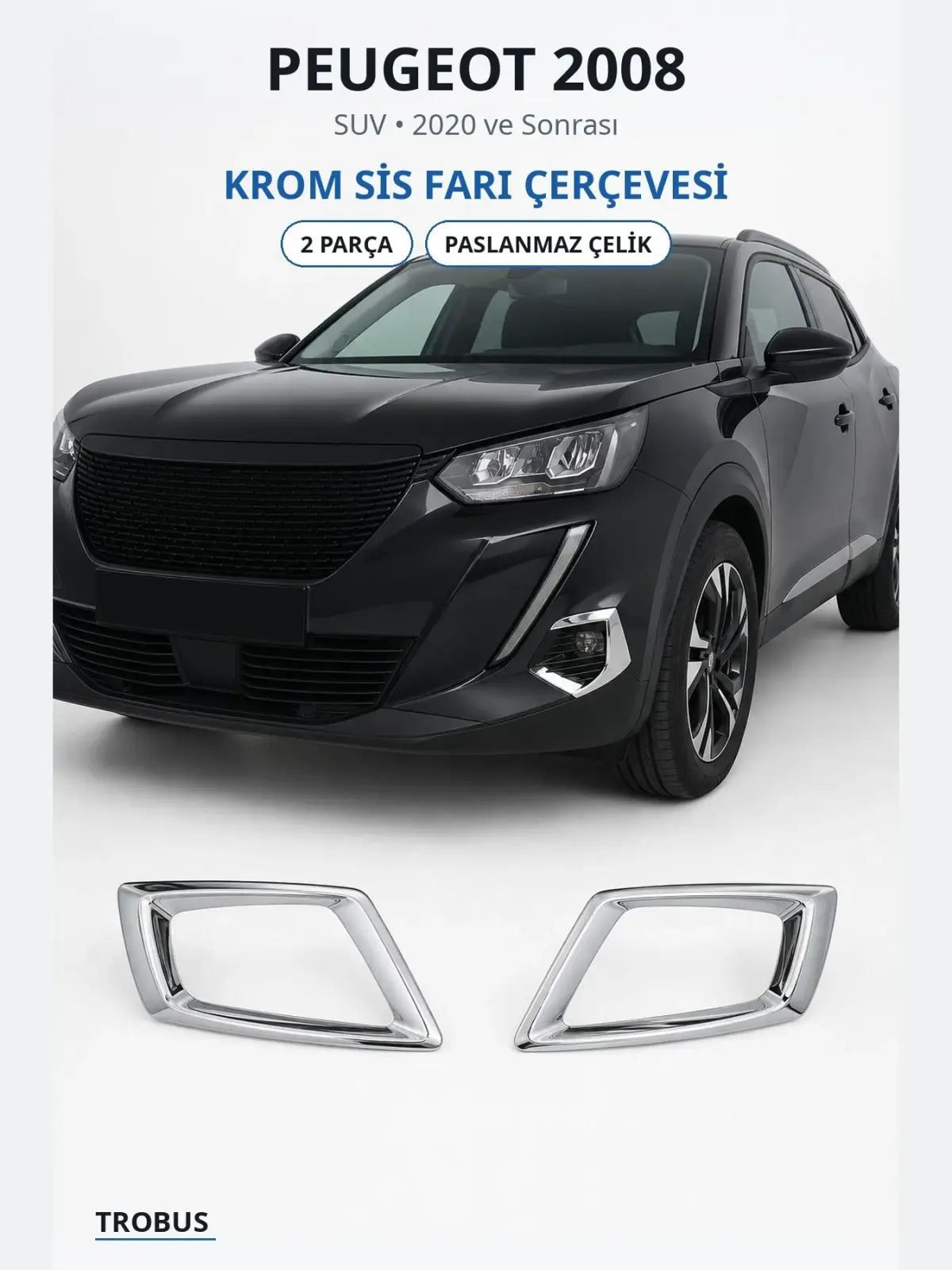 Peugeot 2008 krom sis farı çerçevesi 1