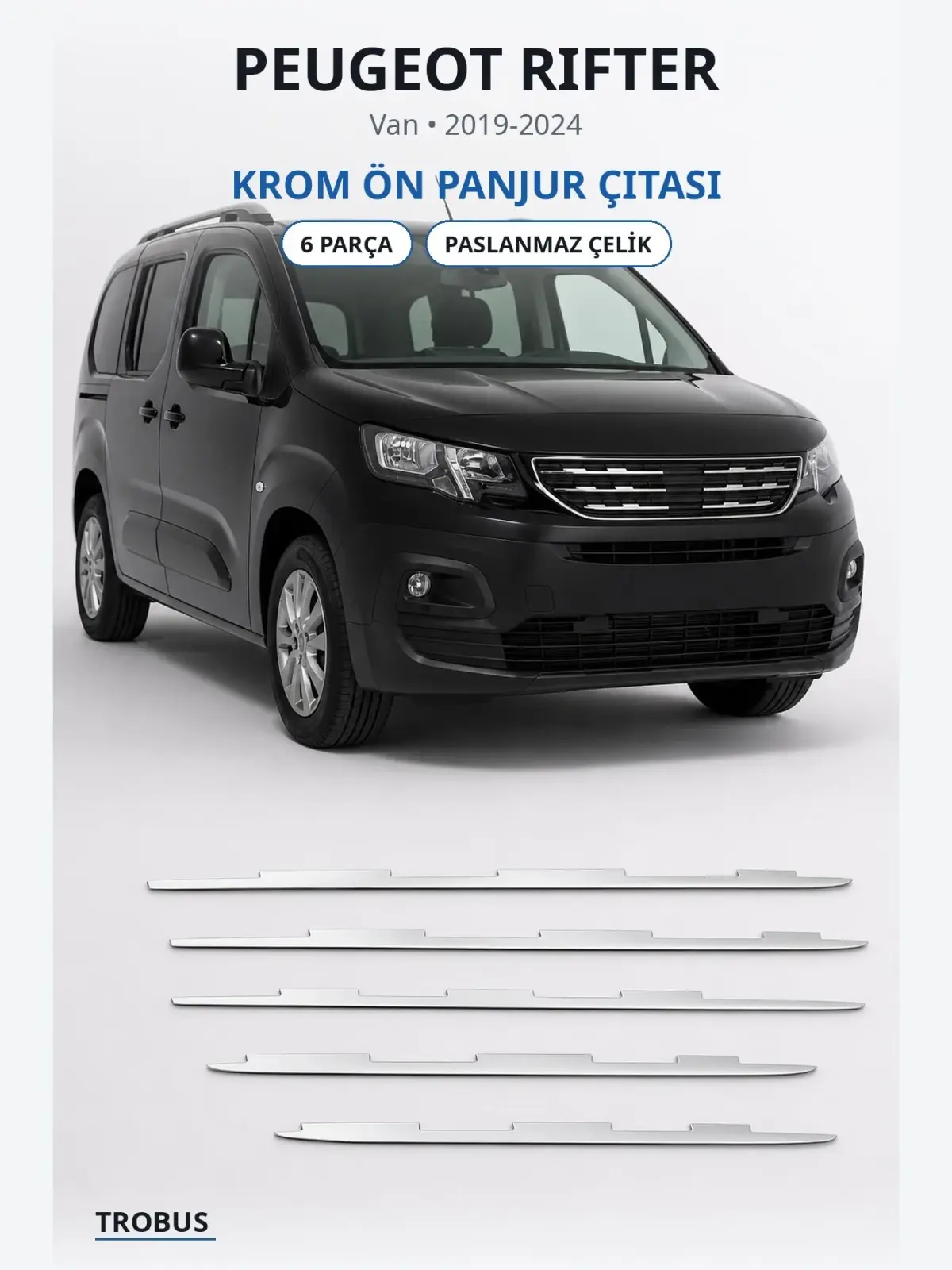 Peugeot Rifter krom ön panjur çıtası 1