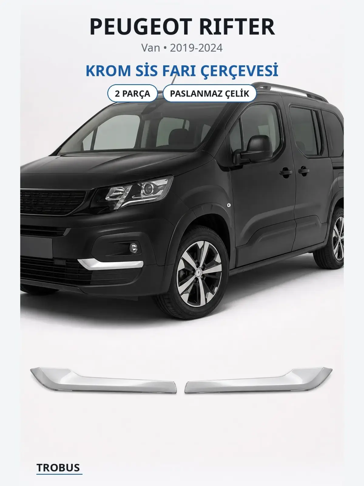 Peugeot Rifter krom sis farı çerçevesi 1