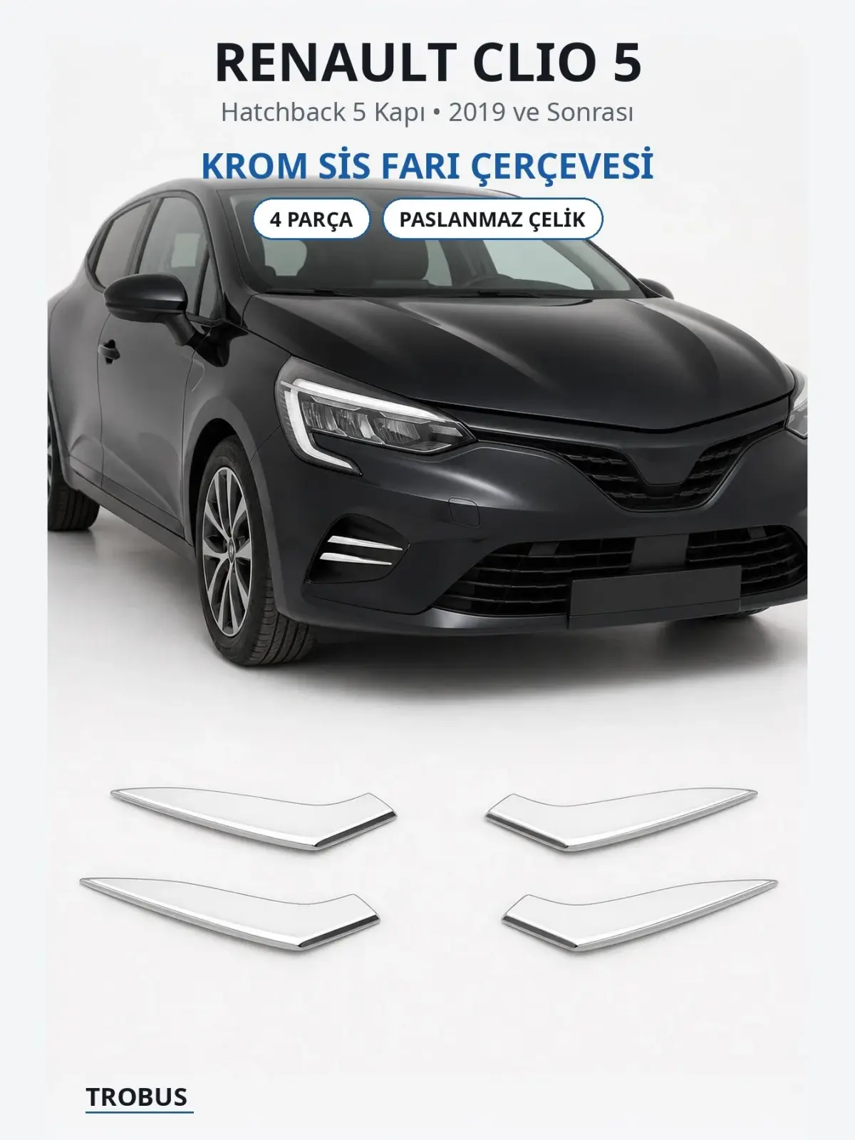 Renault Clio 5 krom sis farı çerçevesi 1