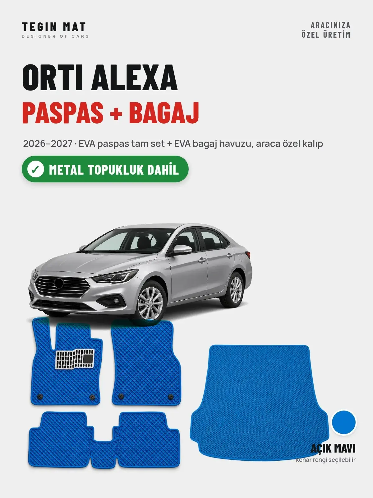 ORTI Alexa EVA Paspas + Bagaj Havuzu Seti (2026–2027) Açık Mavi – Metal Topukluk Dahil (1)