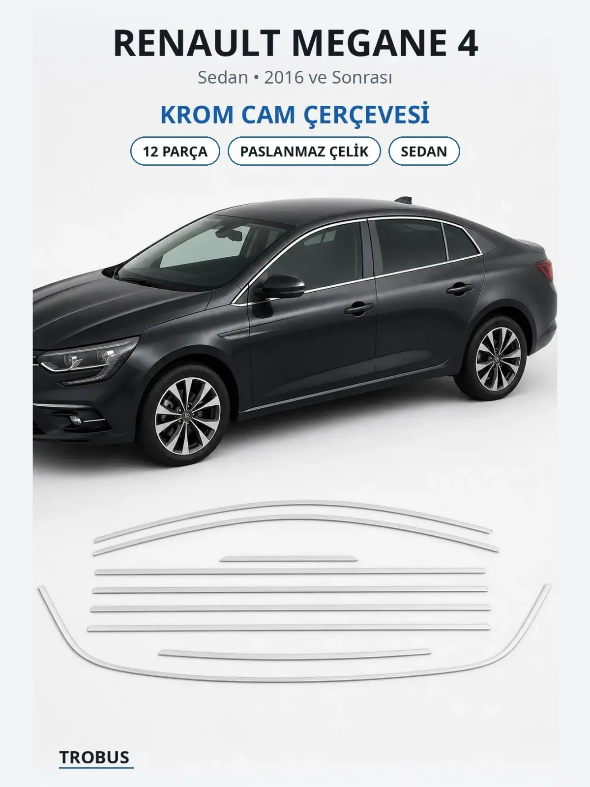 Renault Megane 4 krom cam çerçevesi 1