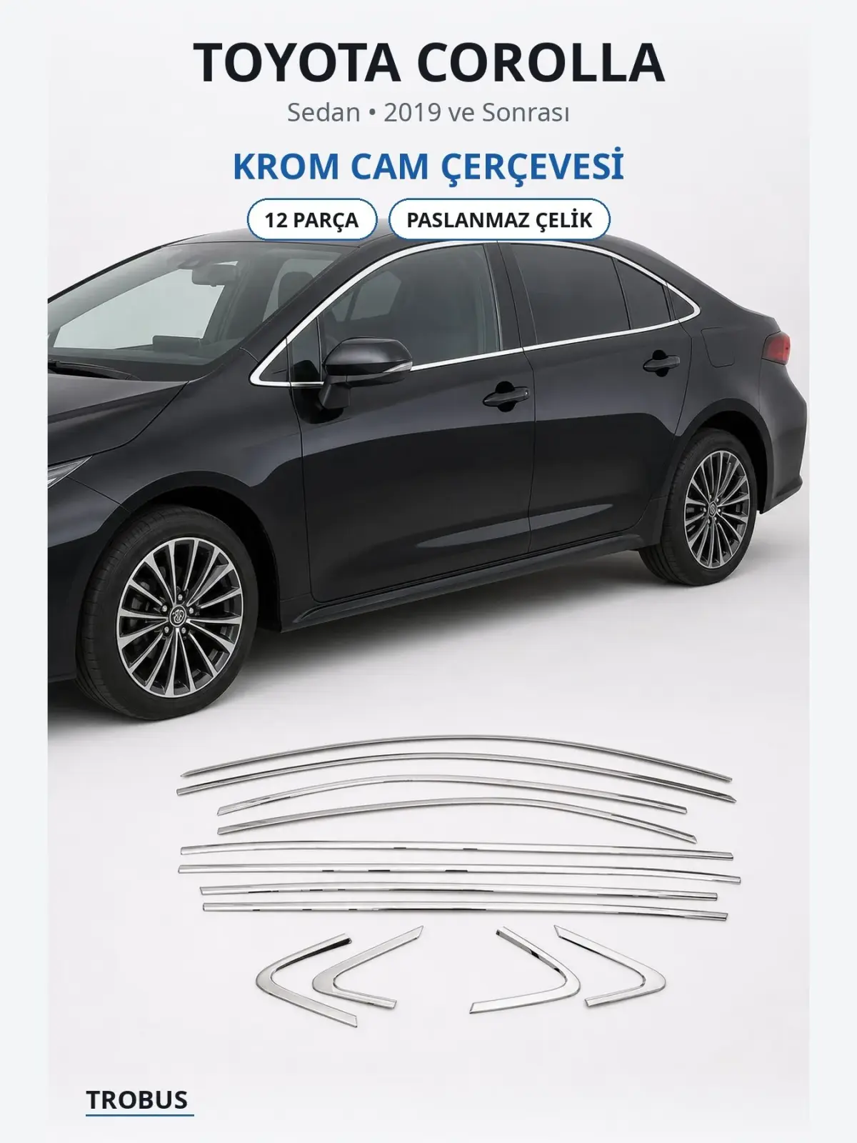 Toyota Corolla krom cam çerçevesi 1