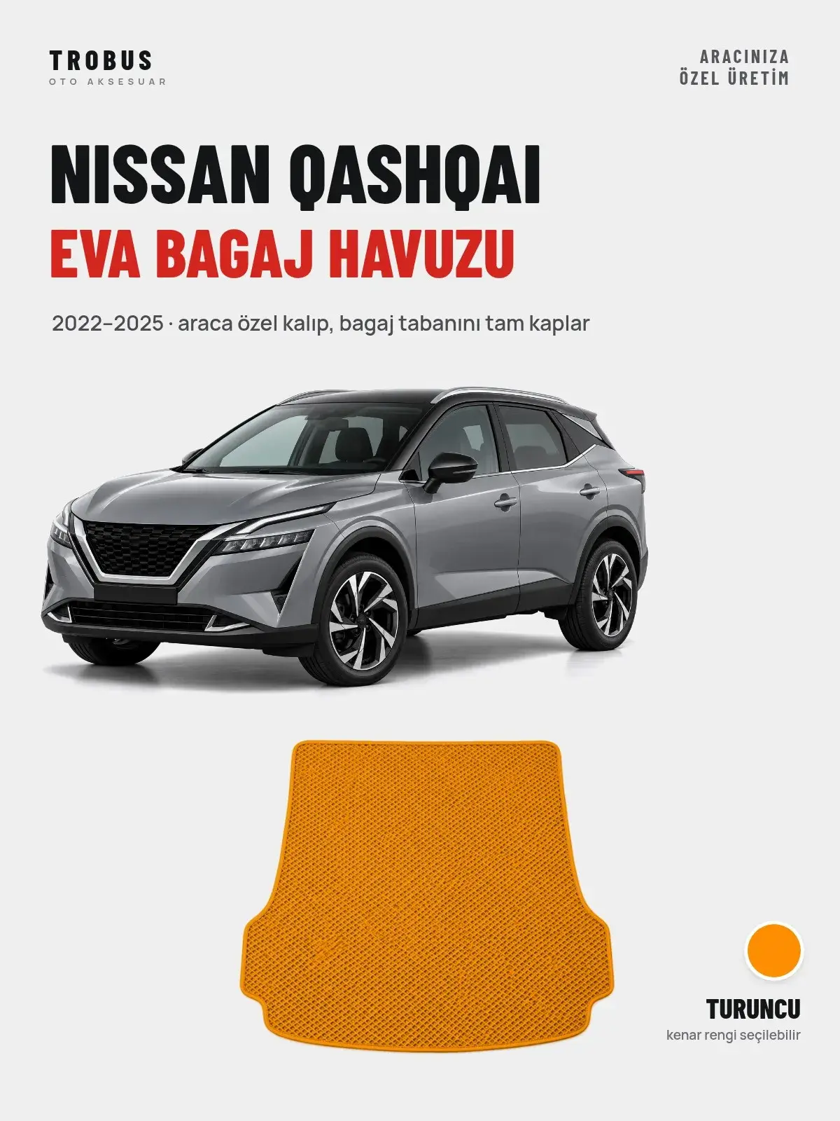 Nissan Qashqai EVA Bagaj Havuzu (2022–2025) Turuncu – Araca Özel Kalıp (1)