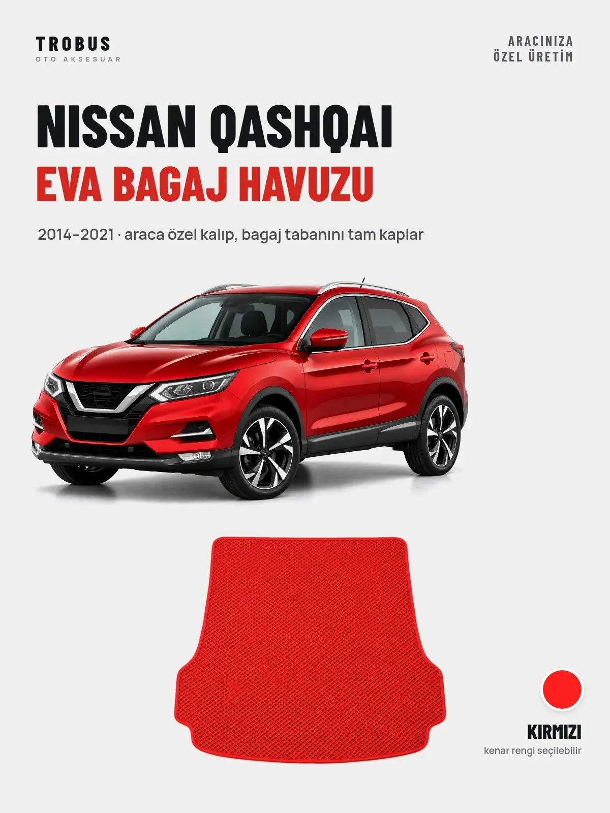Nissan Qashqai EVA Bagaj Havuzu (2014–2021) Kırmızı – Araca Özel Kalıp (1)