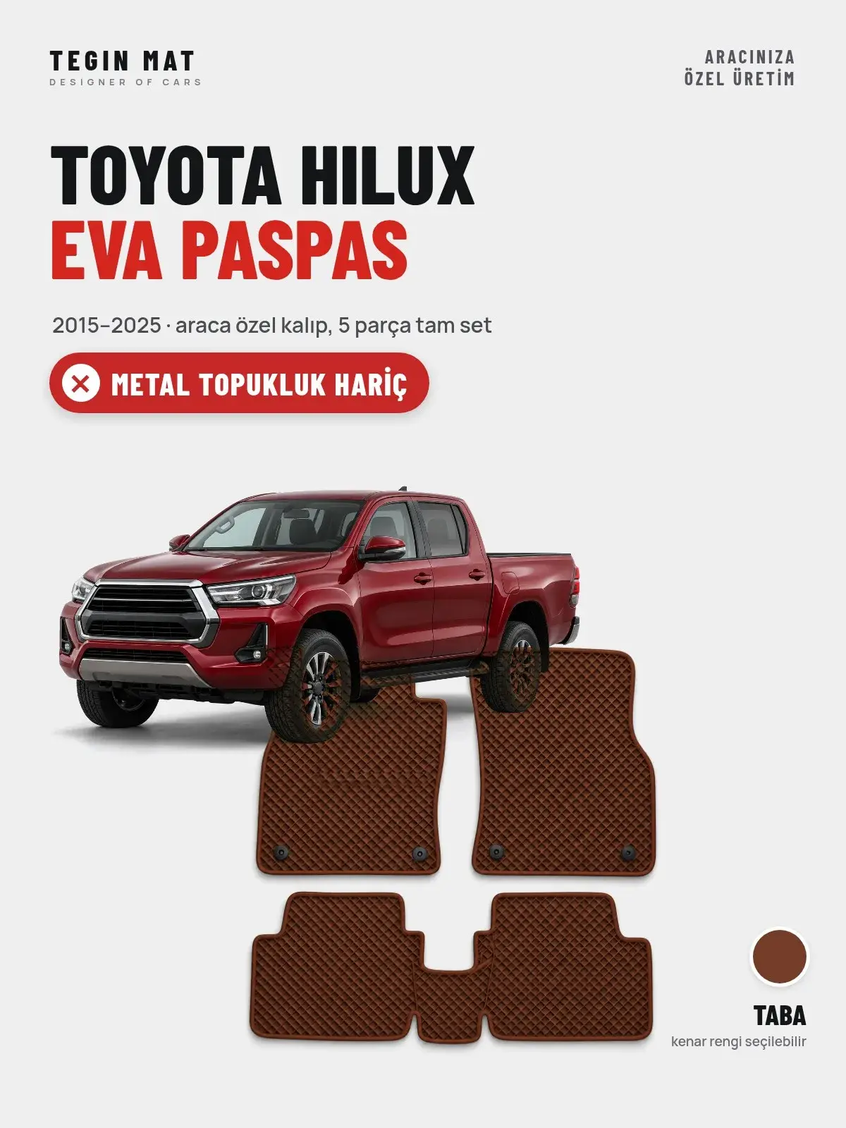 Toyota Hilux EVA Oto Paspas Tam Set (2015–2025) Taba – Metal Topukluk Hariç (1)