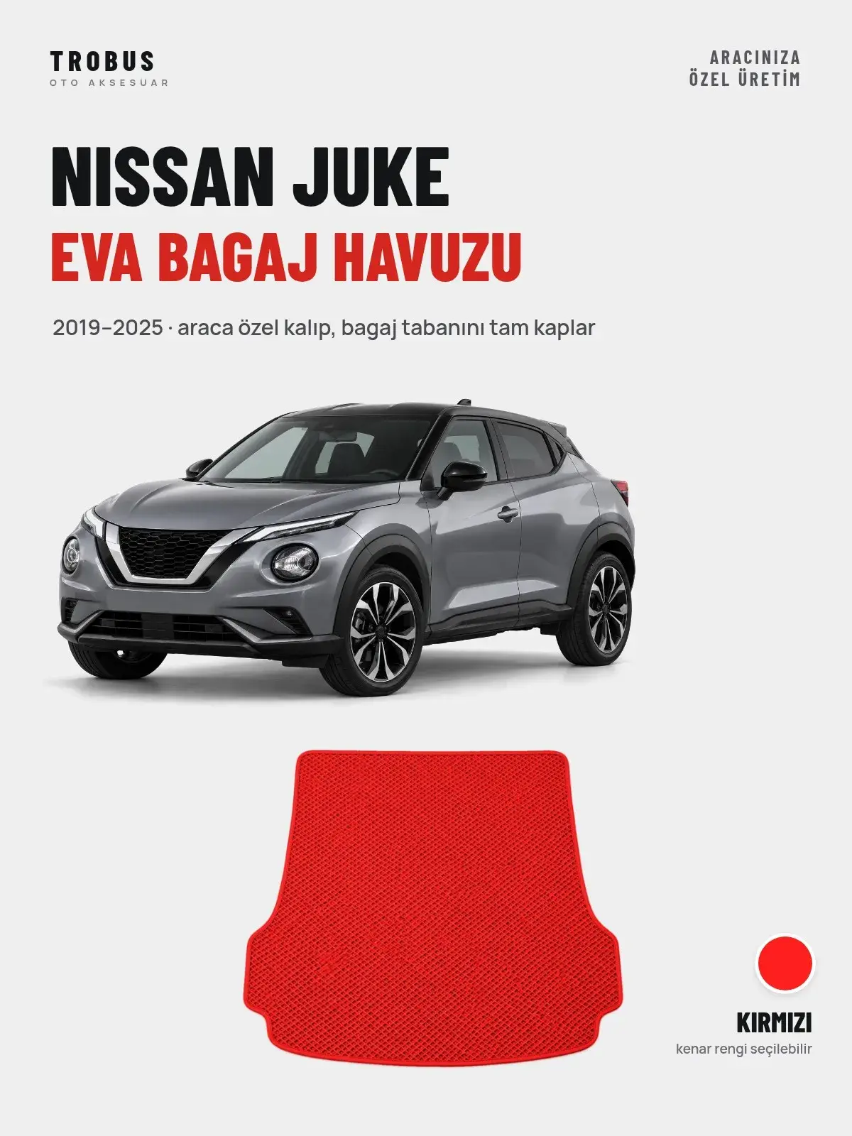 Nissan Juke EVA Bagaj Havuzu (2019–2025) Kırmızı – Araca Özel Kalıp (1)