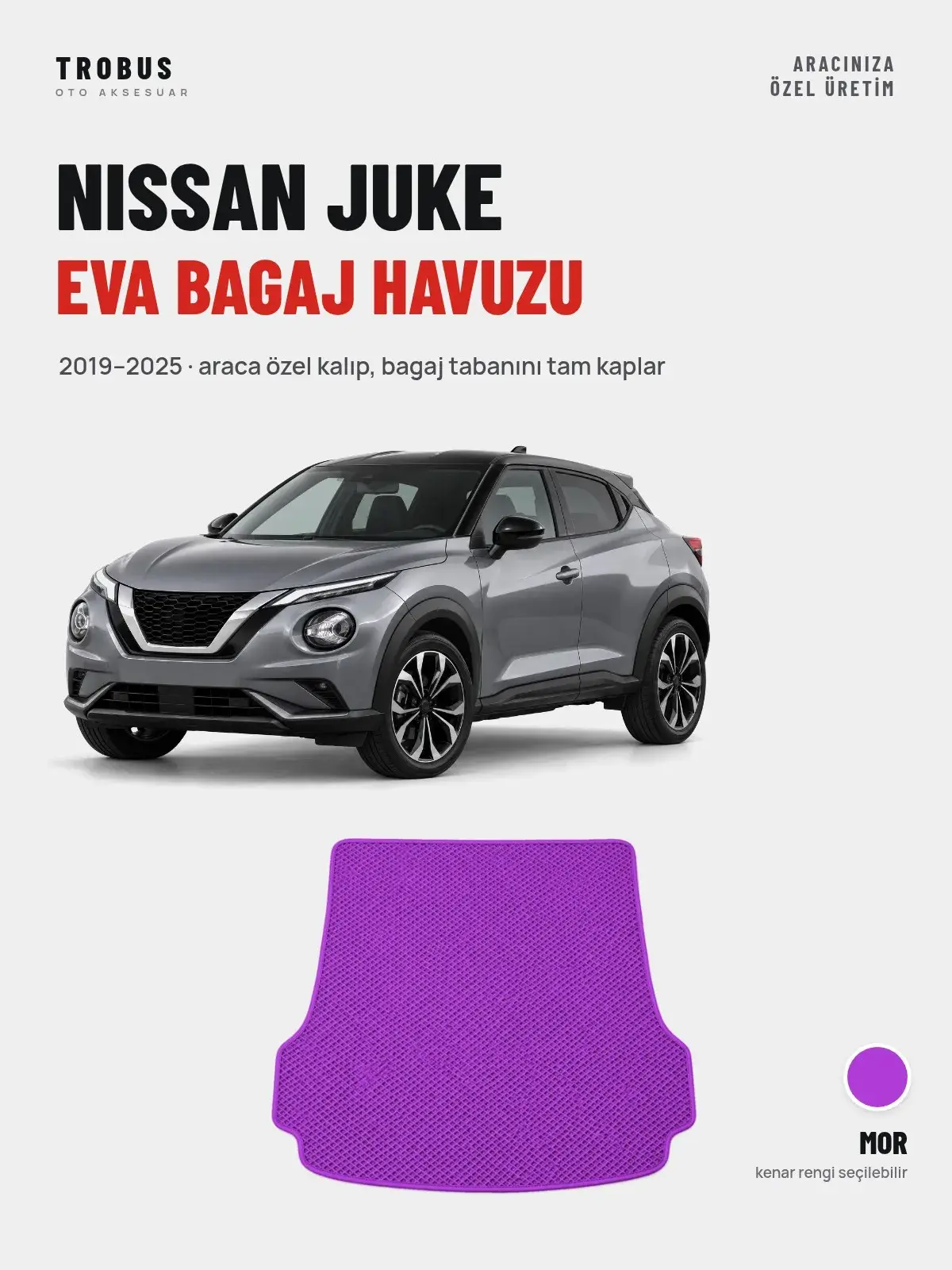 Nissan Juke EVA Bagaj Havuzu (2019–2025) Mor – Araca Özel Kalıp (1)