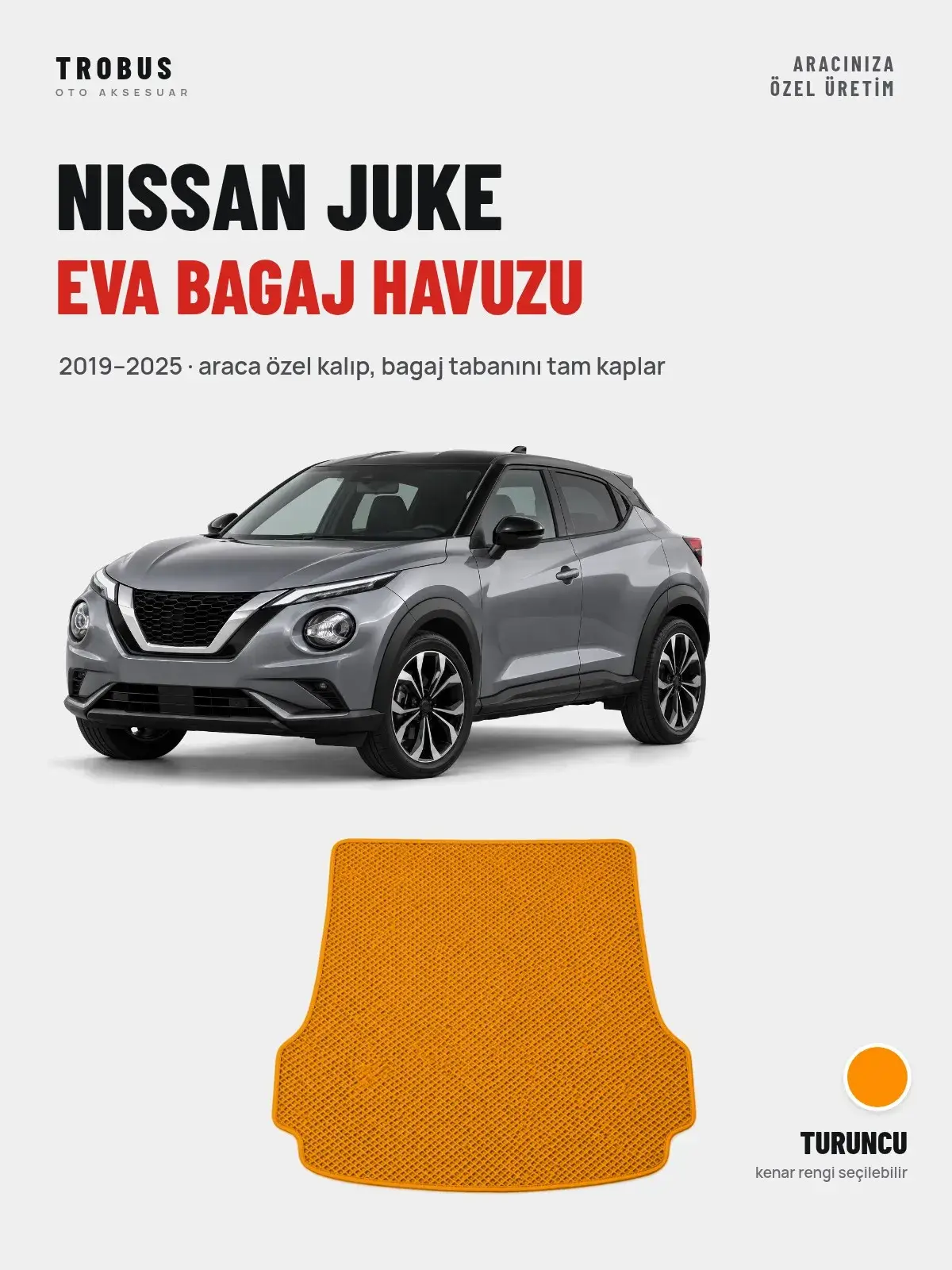 Nissan Juke EVA Bagaj Havuzu (2019–2025) Turuncu – Araca Özel Kalıp (1)