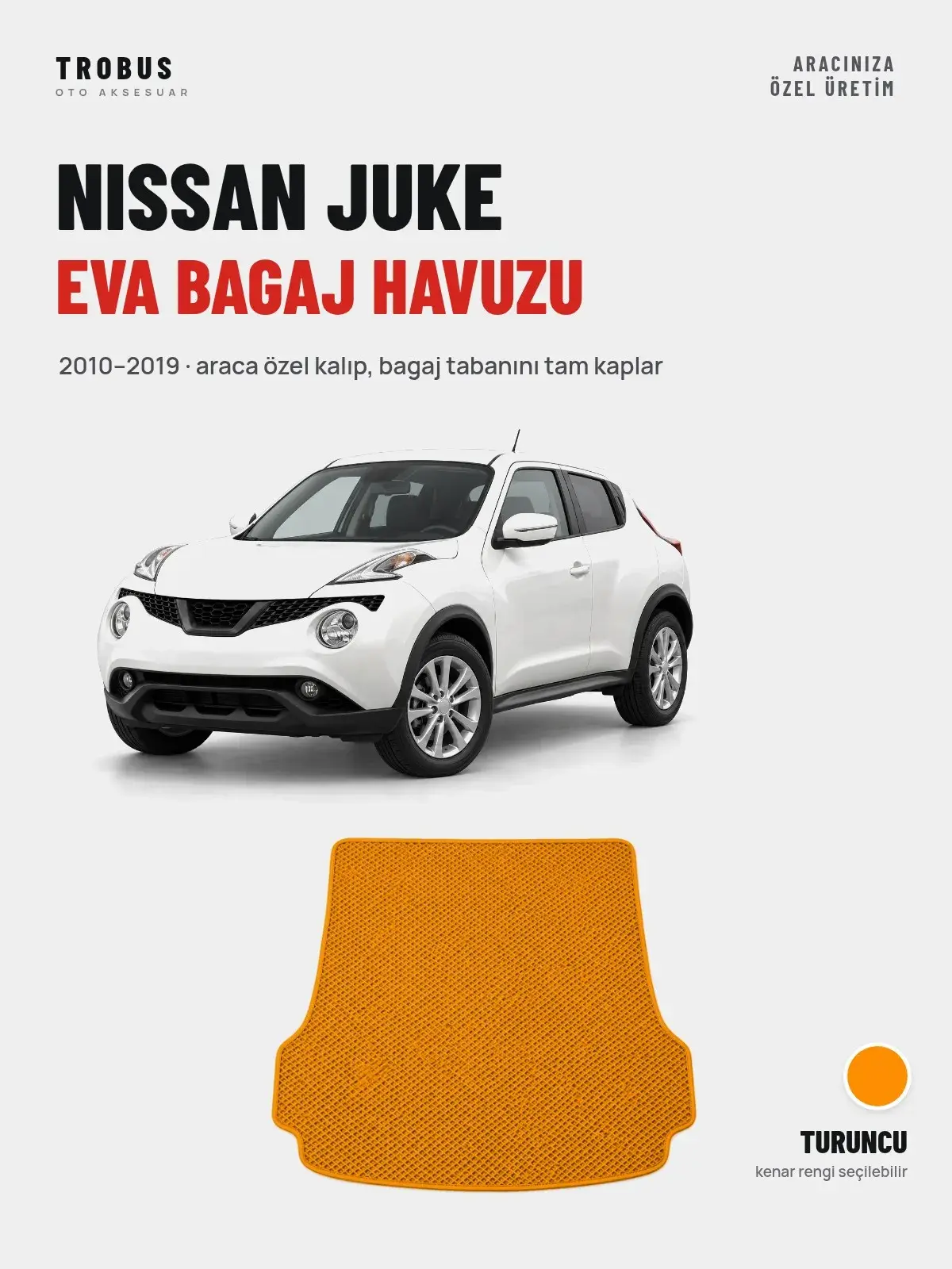 Nissan Juke EVA Bagaj Havuzu (2010–2019) Turuncu – Araca Özel Kalıp (1)