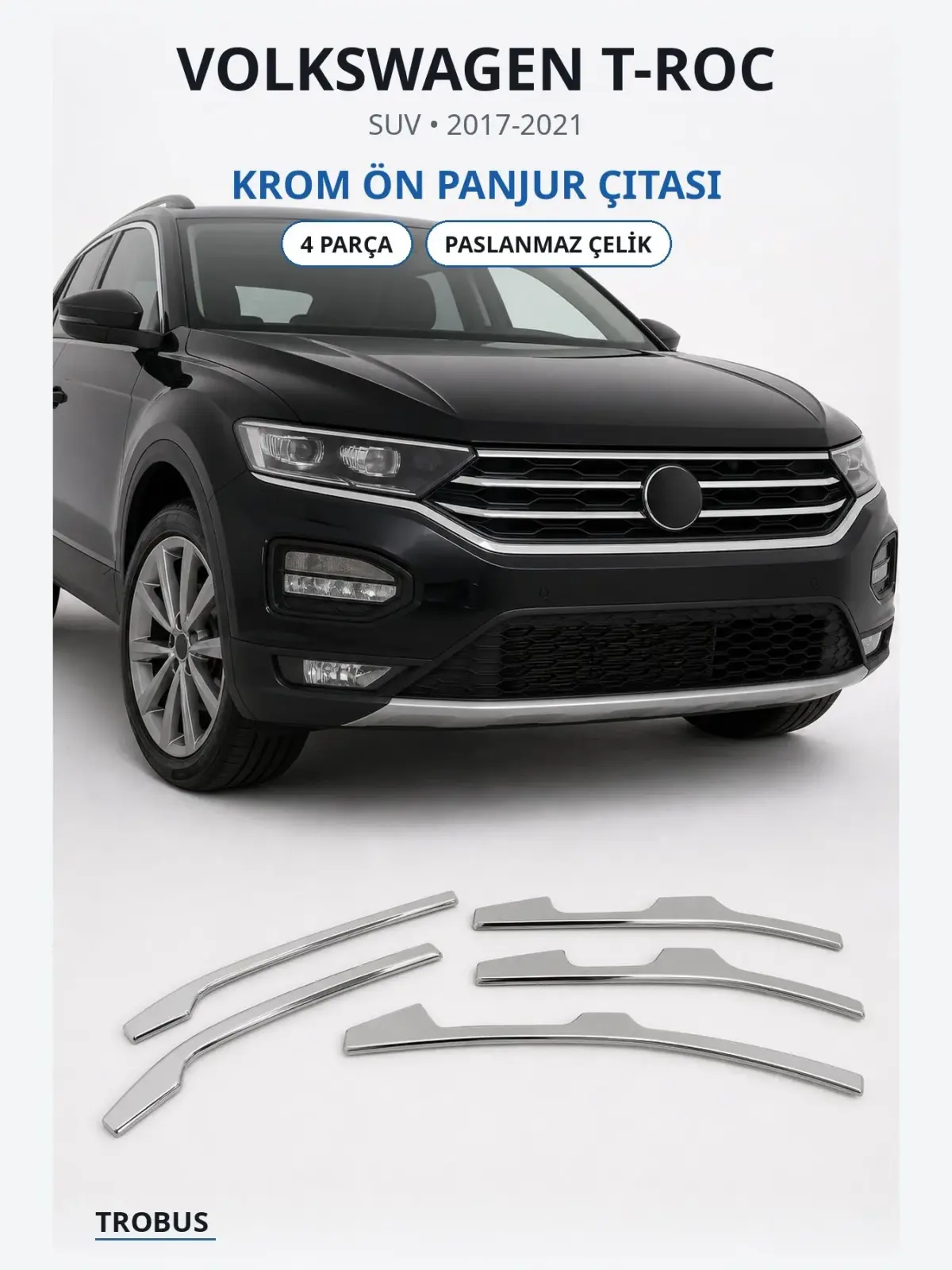 Volkswagen T-Roc krom ön panjur çıtası 1
